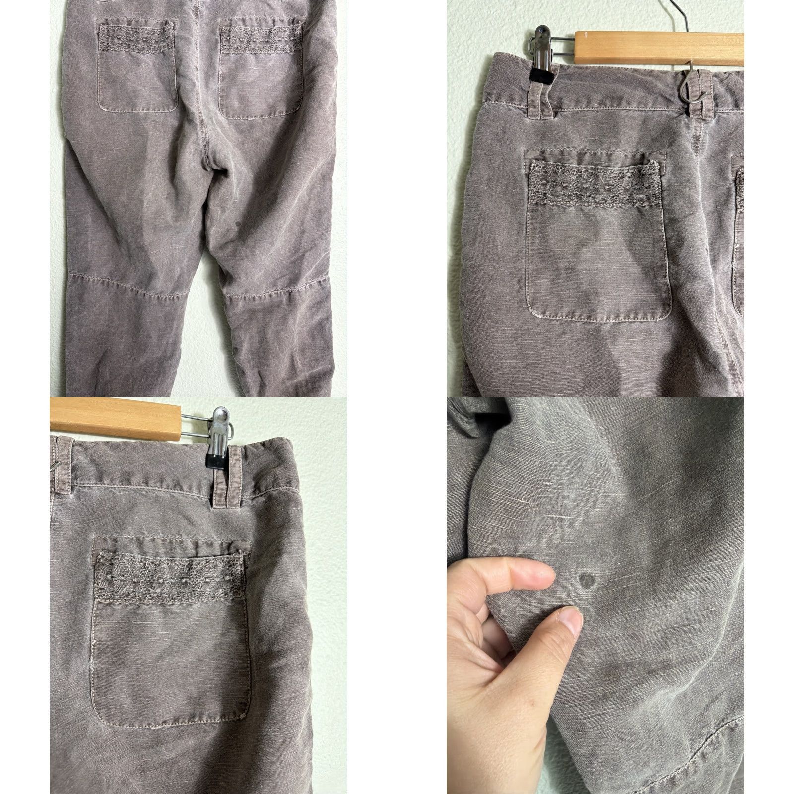 Vintage Sundance Womens Capri Pants Brown 32x23 Petite 10P Lace Linen Cotton Festival Capris Womens Pants Brown Capris 10P Size 32" / US 10 / IT 46 - 9 Thumbnail