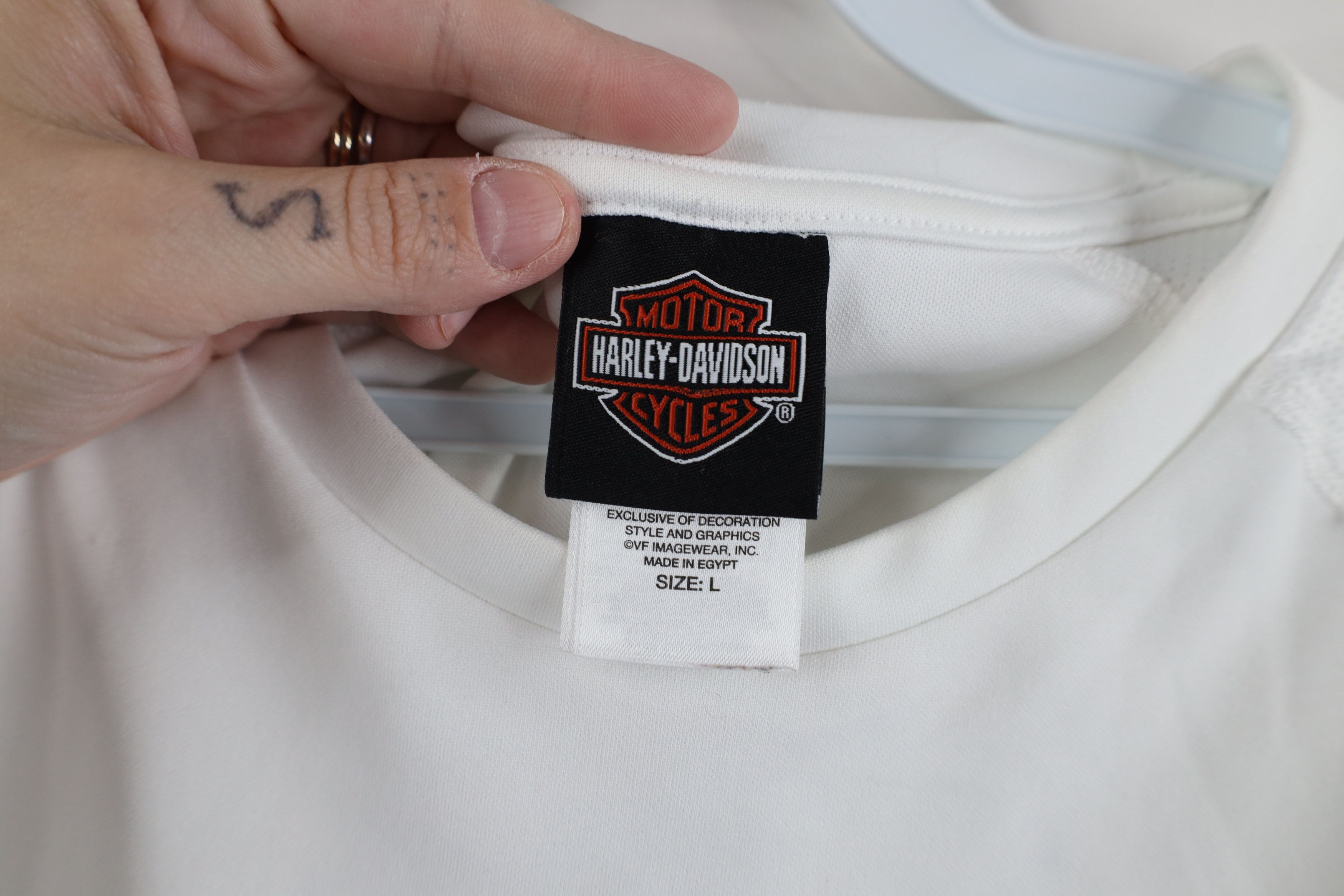 Harley Davidson × Vintage Harley Davidson Letter Spell Out Knit Short Sleeve T-Shirt Size US L / EU 52-54 / 3 - 9 Thumbnail