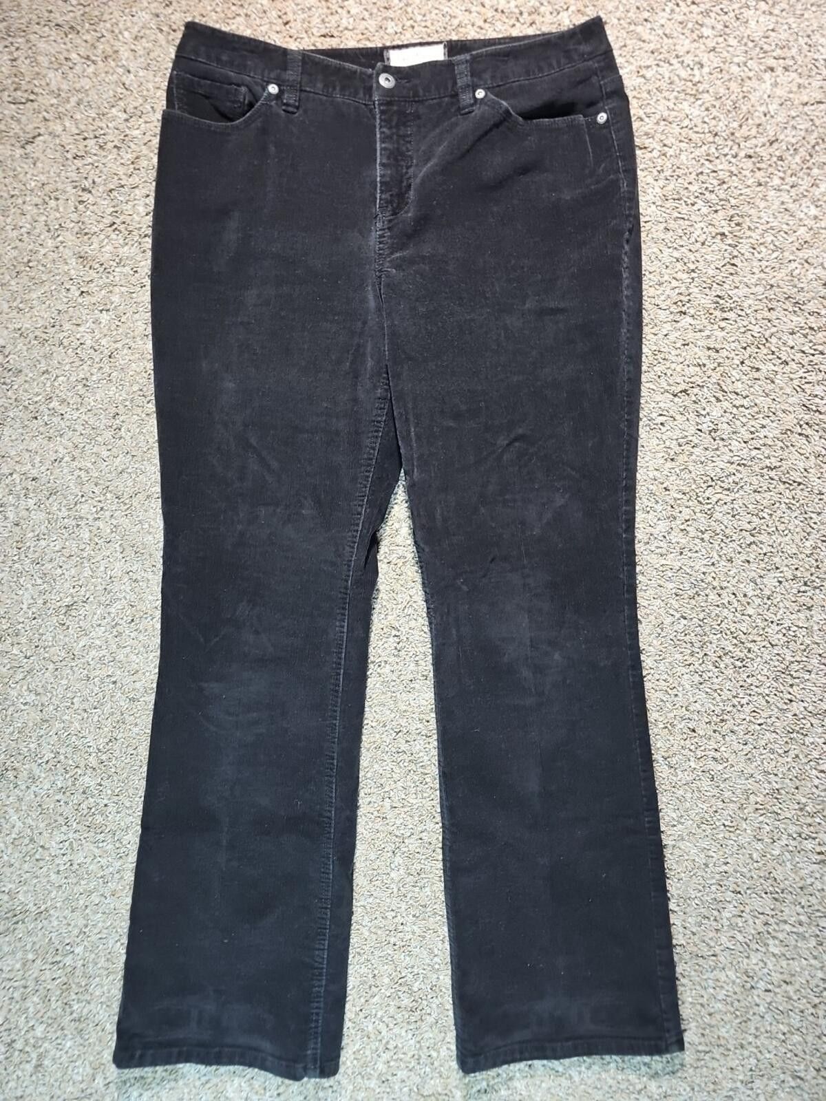 Sonoma Sonoma Black Womens Corduroy Straight Leg Pants 12 Average Size 34" / US 12 / IT 48 - 1 Thumbnail