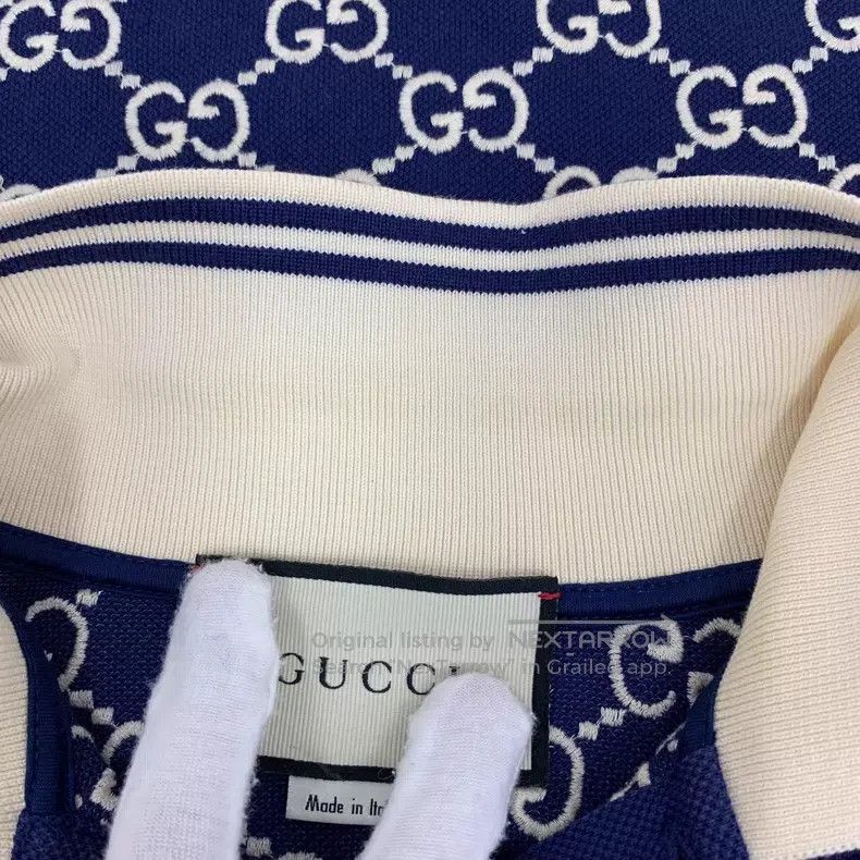Gucci Gucci Dark blue logo jacquart full print cotton lapel sing Size US XS / EU 42 / 0 - 9 Thumbnail
