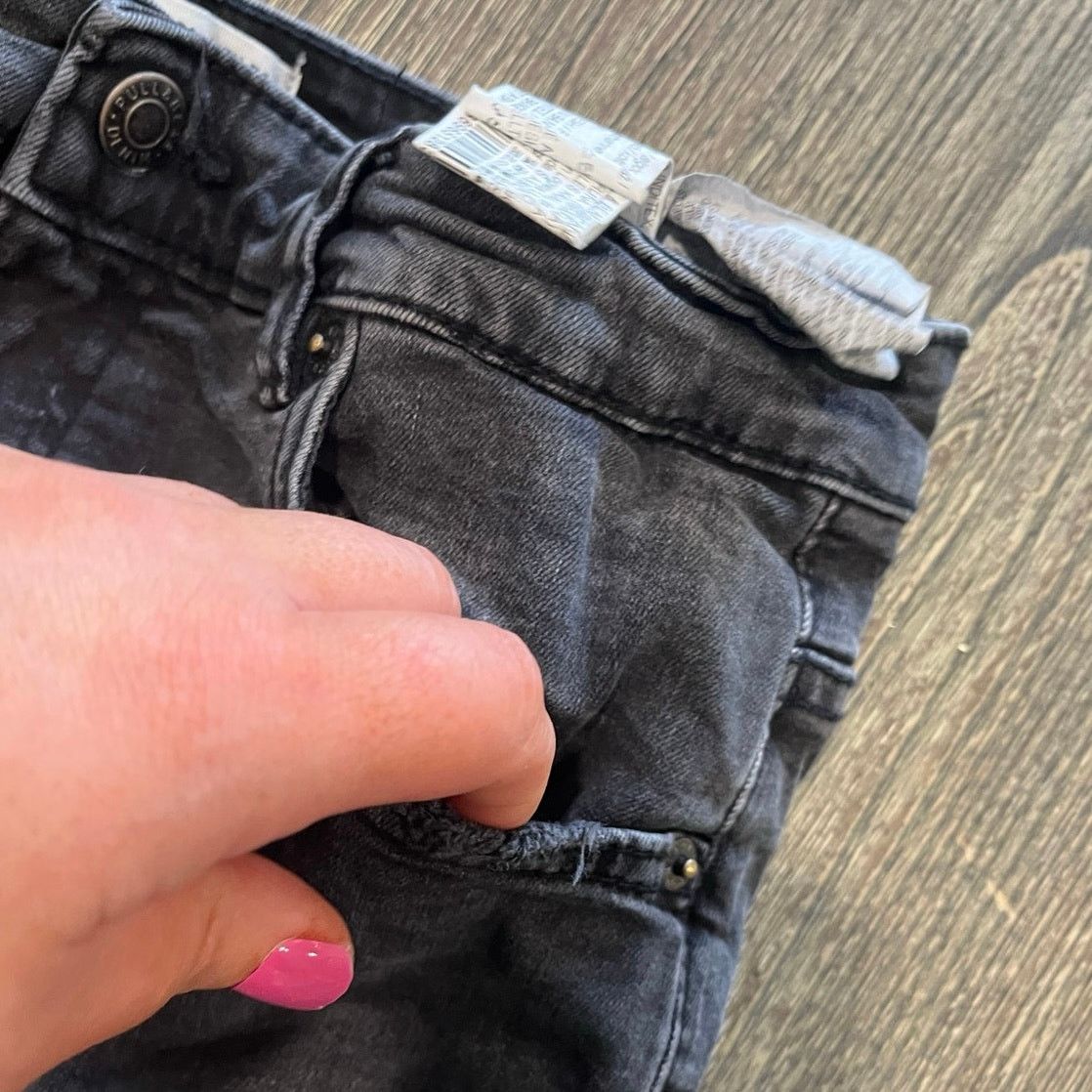 Pull & Bear Pull & Bear Skinny Jeans High Rise Distressed Black Size 31 Size 31" - 2 Thumbnail