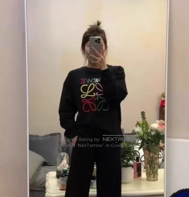 Loewe Loewe Dark Blue Logo Embroidered Cotton Crew Neck Long Sle Size XS / US 0-2 / IT 36-38 - 8 Thumbnail