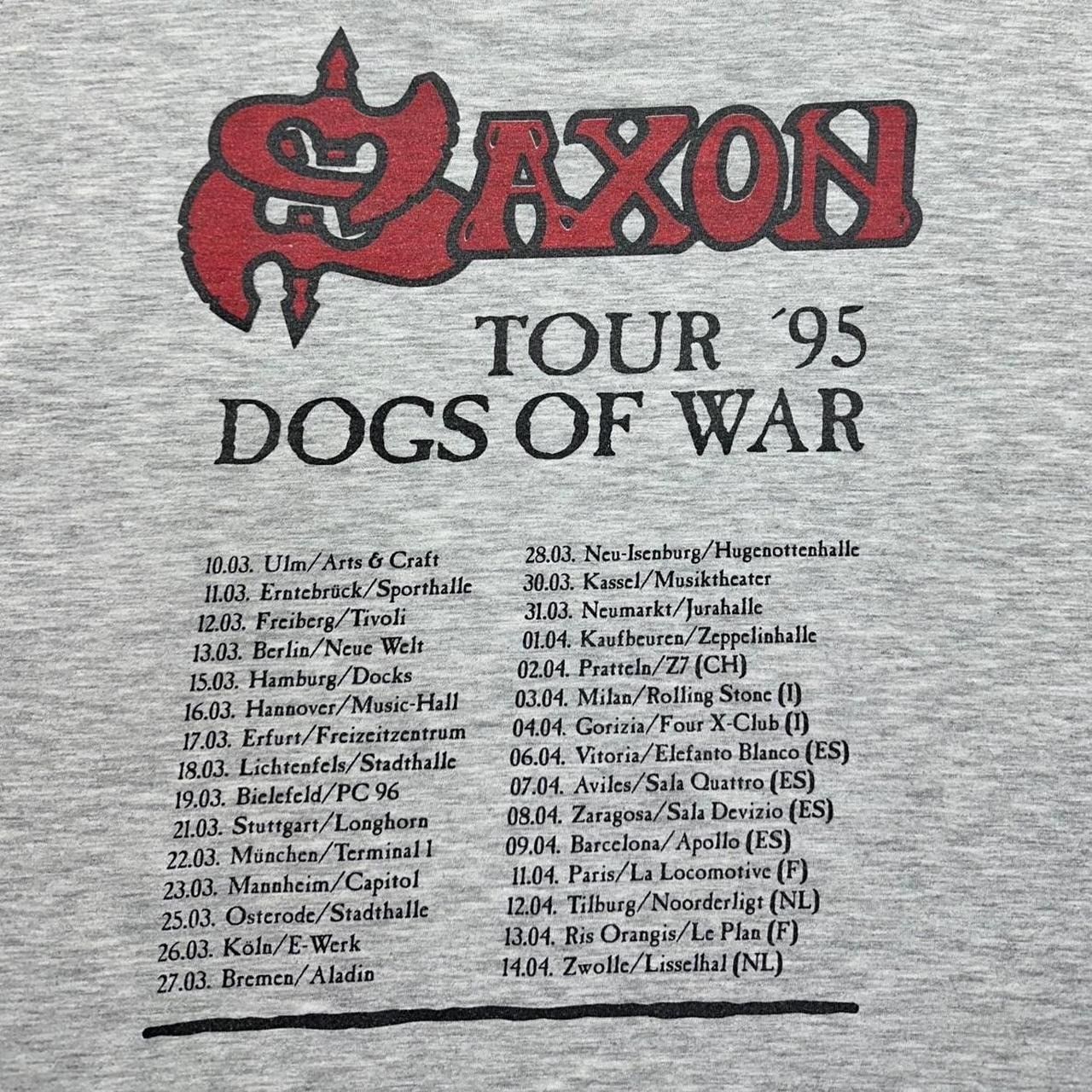 Band Tees × Hanes × Vintage Vintage Saxon Dogs of War 1995 Grunge Band Tour T-Shirt Size US XL / EU 56 / 4 - 4 Thumbnail
