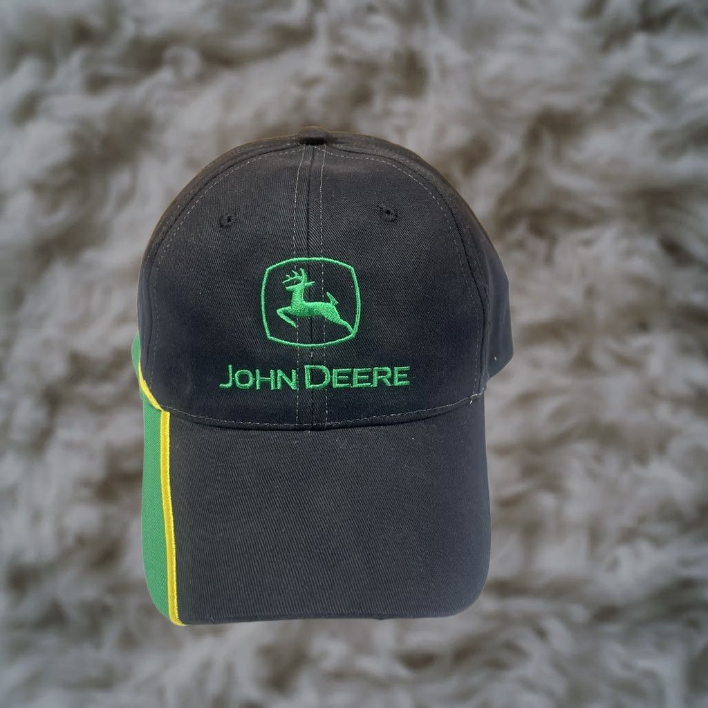 John Deere John Deere Black Green StrapBack Hat Cap One Size Fits Most Cotton Adjustable Men Size ONE SIZE - 1 Thumbnail