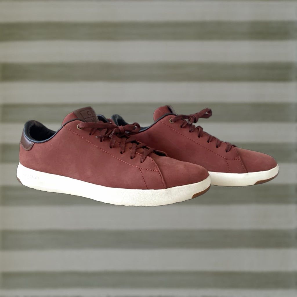 Cole Haan Cole Haan GrandPro Men’s Leather Sneakers Maroon Nubuck Chestnut 10 M Casual Shoes Size US 10 / EU 43 - 1 Thumbnail