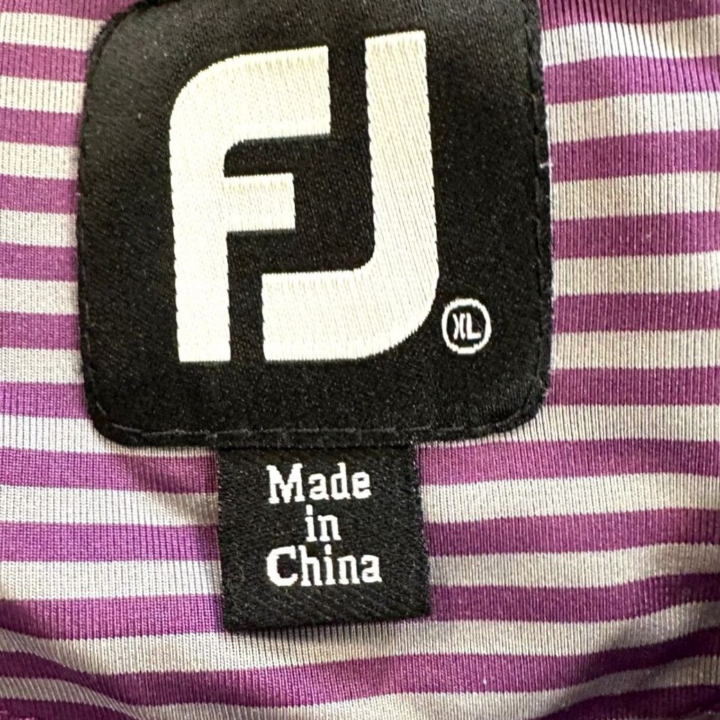 Footjoy FootJoy Shirt Mens XL Gray Golf Polo Adult Purple Grey Candy Striped Stretch Rugby Size US XL / EU 56 / 4 - 4 Thumbnail