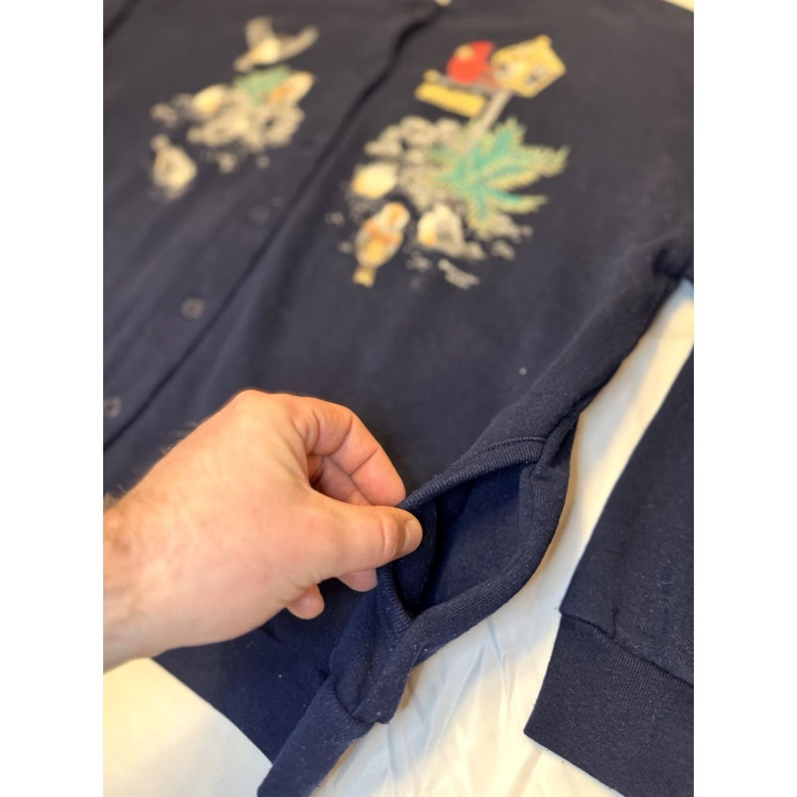 Vintage VINTAGE Morning Sun Sweater Womens XL Blue 90s Leaves Cardinal Bird Collared Size XL / US 12-14 / IT 48-50 - 4 Thumbnail