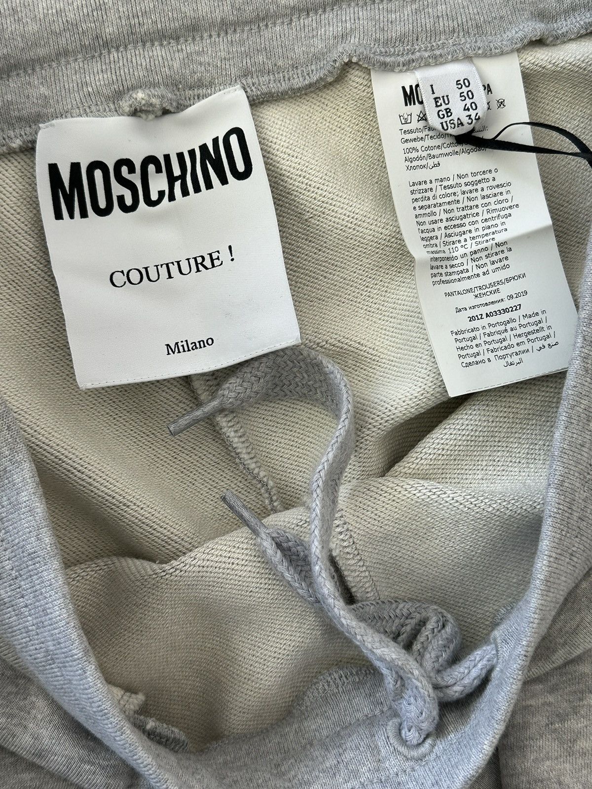 Moschino NEW Moschino Couture Milano Grey Cotton Women’s Trousers Size 36" / US 14 / IT 50 - 7 Thumbnail