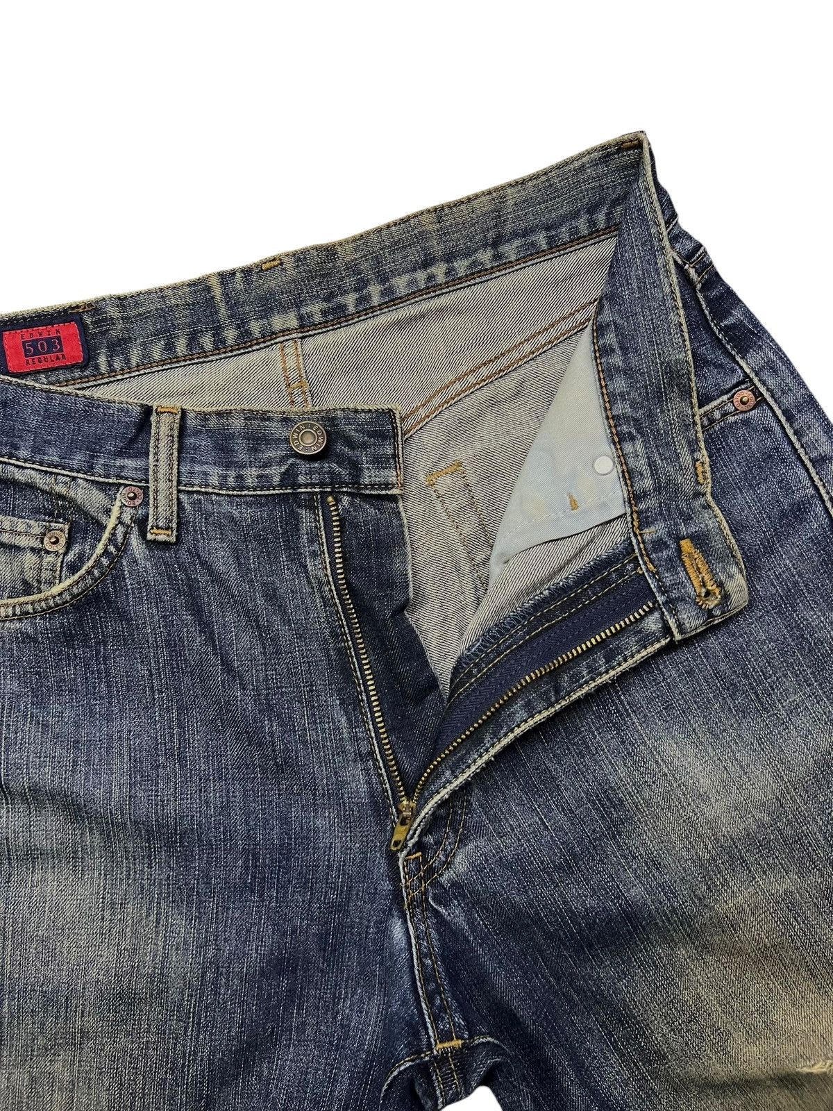 Edwin Baggy Vintage Edwin 503z - Faded Mud Wash, Distressed Denim Size US 30 / EU 46 - 10 Thumbnail