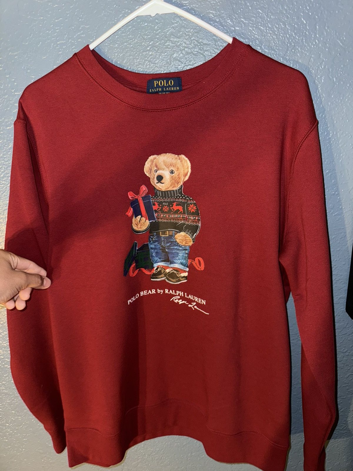 image of Polo Ralph Lauren Polo Bear Sweater in Burgandy, Men's (Size Medium)