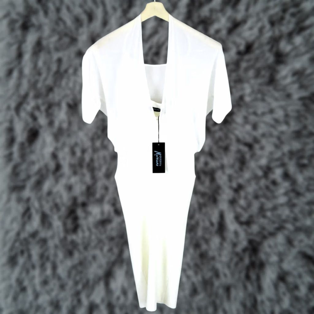 Guess GUESS BY MARCIANO Dress Women's XS Bodycone Sheer Top Short Sleeve White Size XS / US 0-2 / IT 36-38 - 1 Thumbnail
