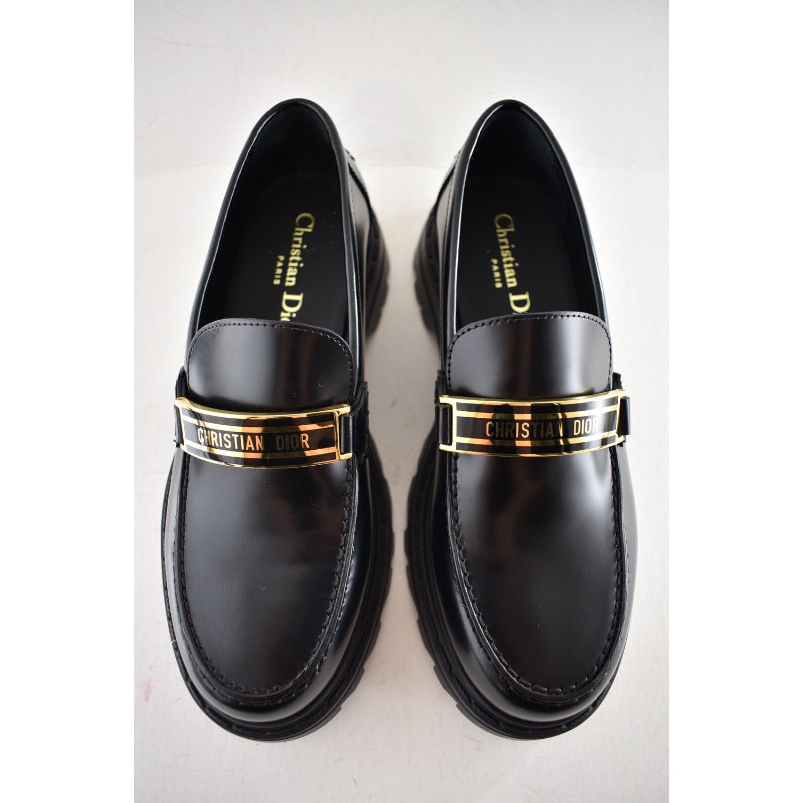 Dior Dior Code Black Brushed Calfskin Leather Gold Logo Loafer Size US 7.5 / IT 37.5 - 6 Thumbnail