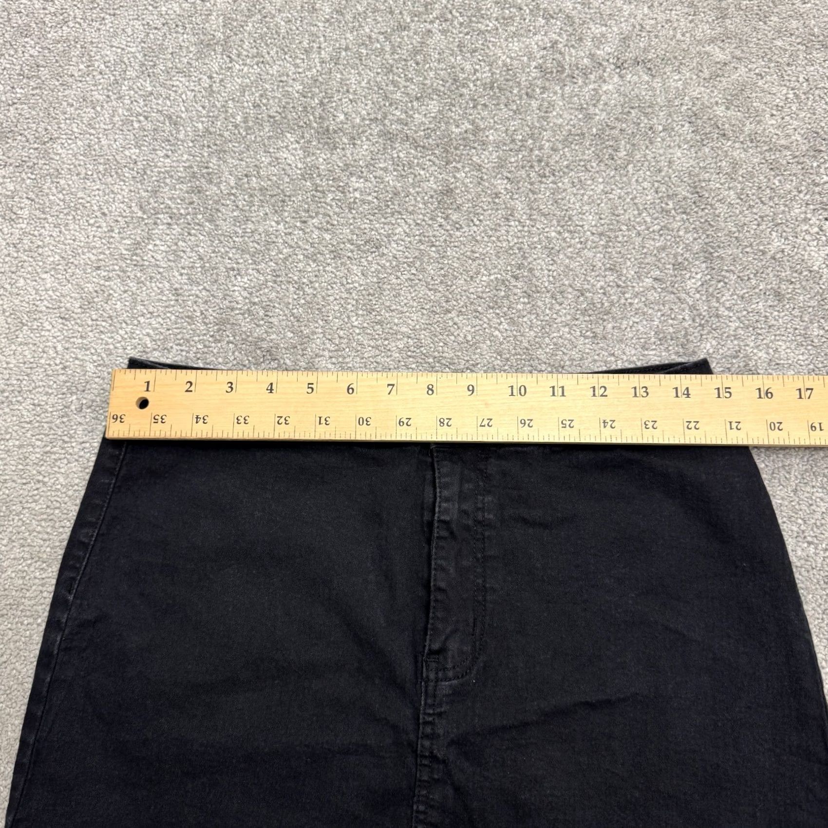 PrettyLittleThing Prettylittlething Denim Skirt Womens 12 Black Mini A-Line Casual Stretch Pockets Size 34" / US 12 / IT 48 - 6 Thumbnail