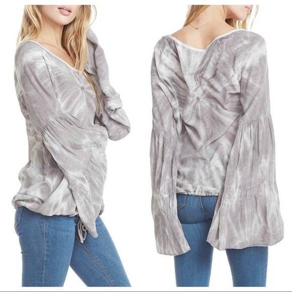 Chaser Brand Chaser Ladies Size Medium Gray Tie Dye Long Bell Sleeve Silk Size M / US 6-8 / IT 42-44 - 8 Thumbnail