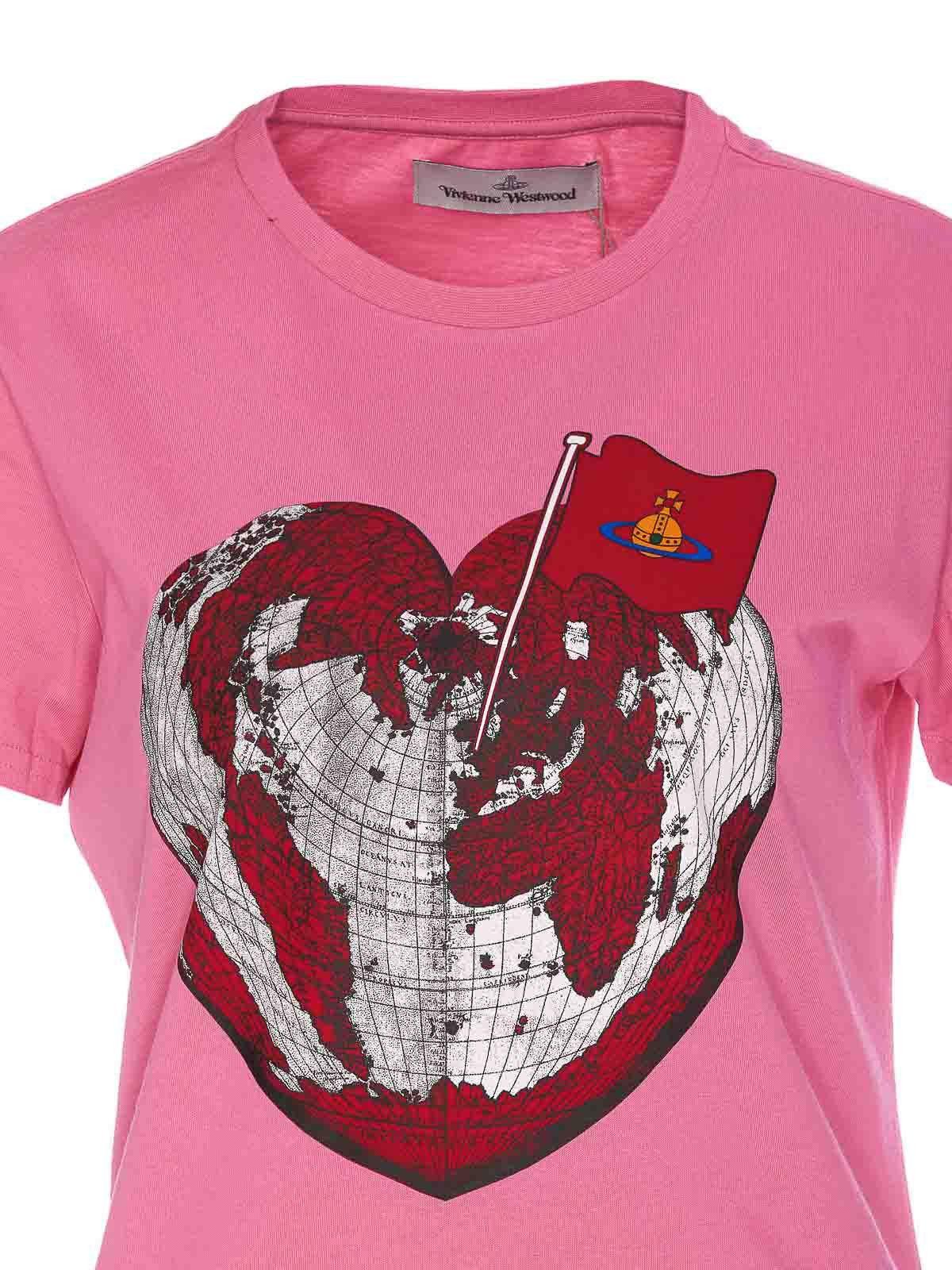 Vivienne Westwood o1f1d3z0426 Heart World T-Shirt in Pink Size XXS / US 00 / IT 34 - 4 Thumbnail