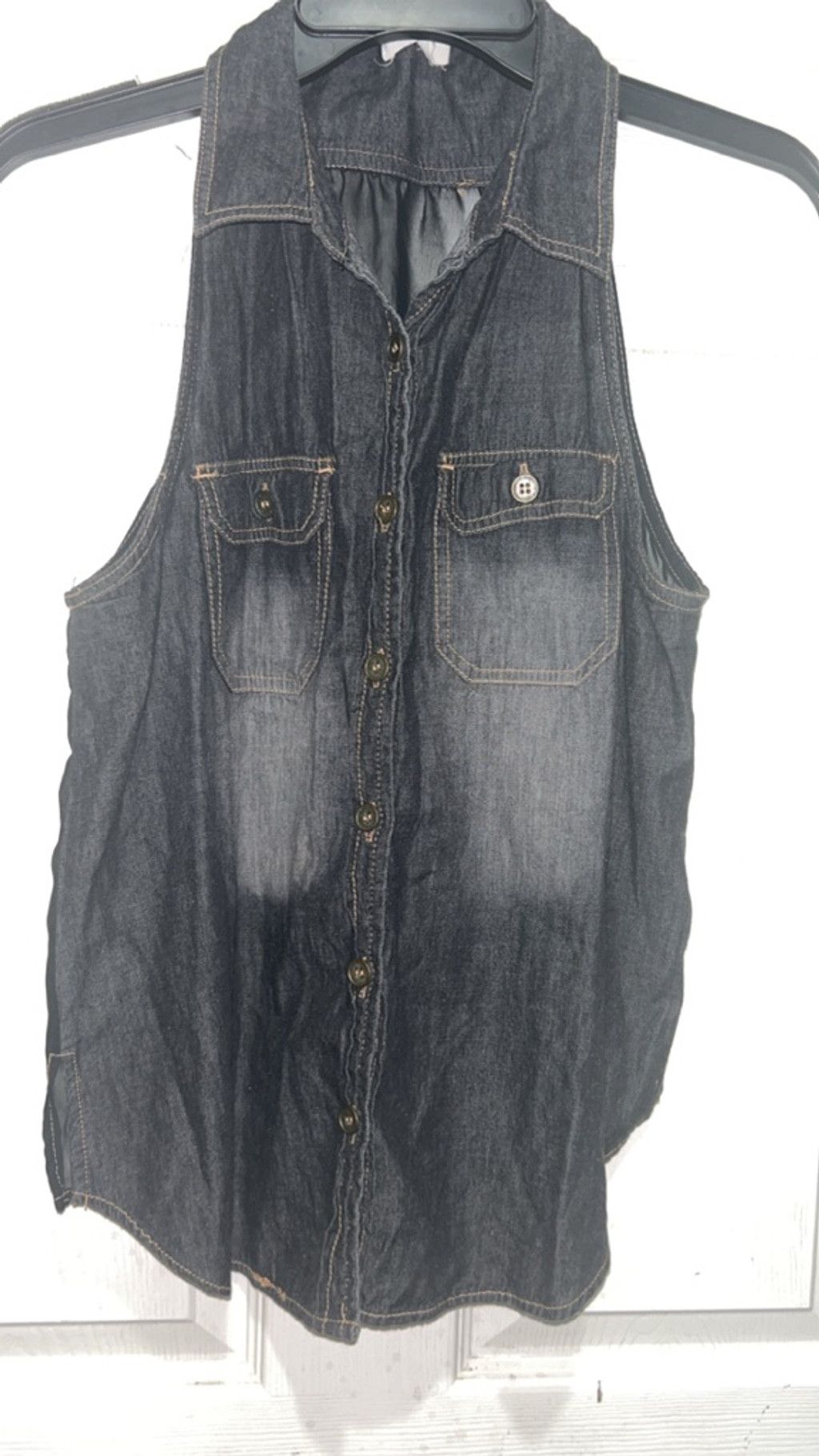 Other DREAM OUT LOUD Black Denim Sleeveless Button-Up Top L Size L / US 10 / IT 46 - 1 Thumbnail