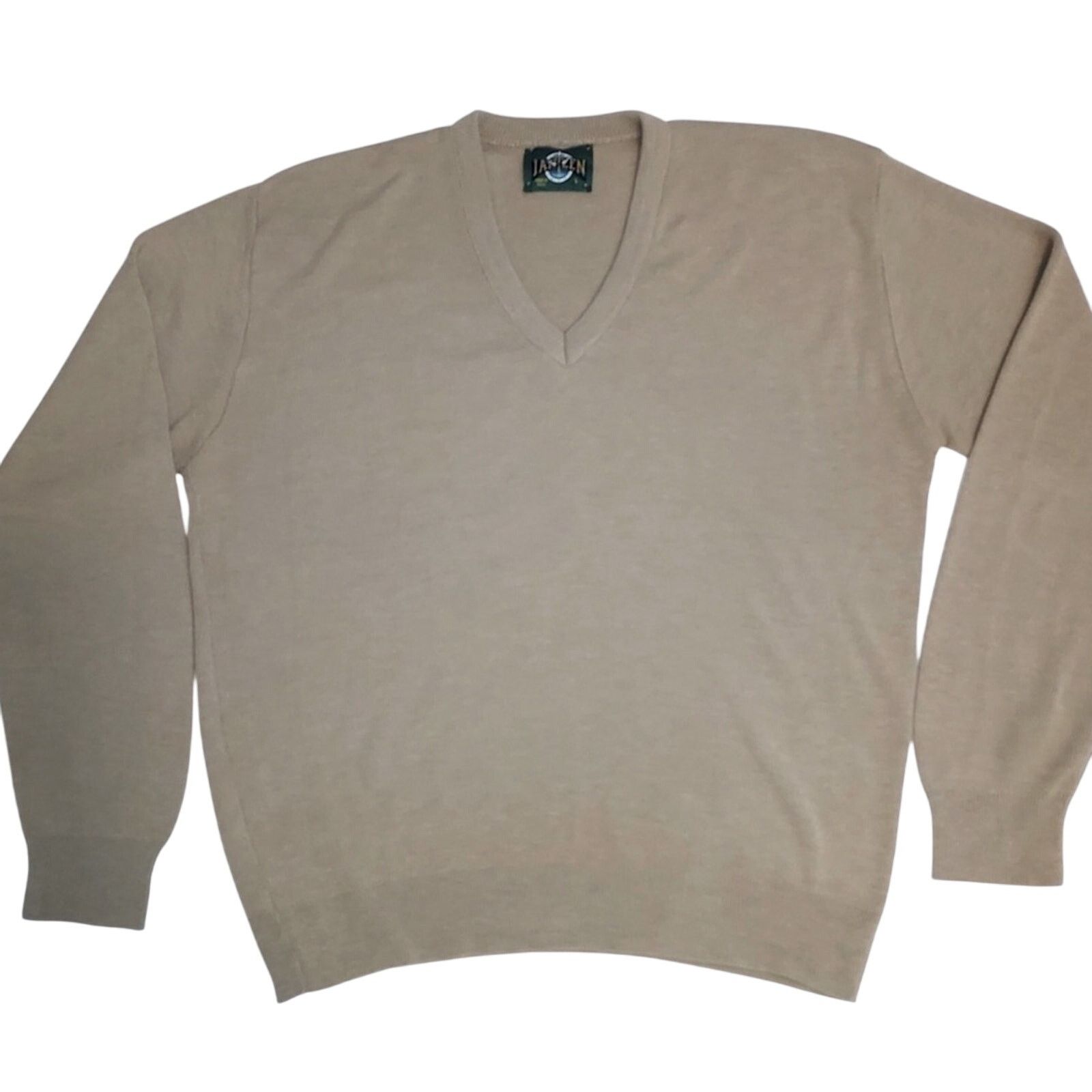 Jantzen Vintage Jantzen Men's Knit Tan Brown Pullover V-Neck Sweater Size US L / EU 52-54 / 3 - 1 Thumbnail