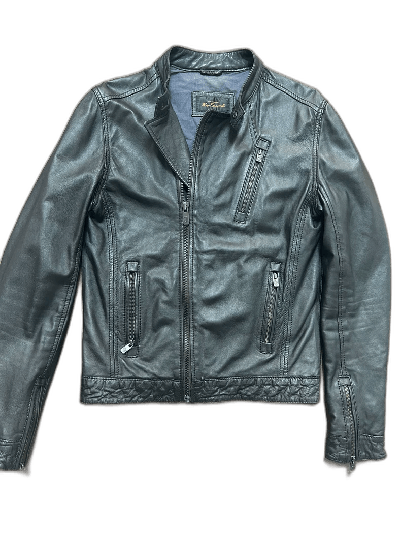 Burberry Ben Sherman Men's Leather Motorcycle Jacket Size US S / EU 44-46 / 1 - 1 Thumbnail
