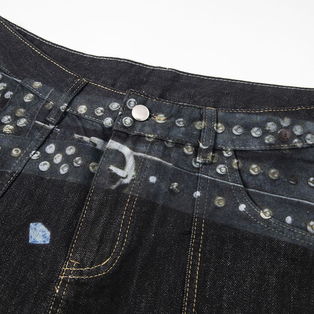 Japanese Brand × Vintage Hip-hop trend punk print rivet denim shorts y2k Size US 32 / EU 48 - 6 Thumbnail