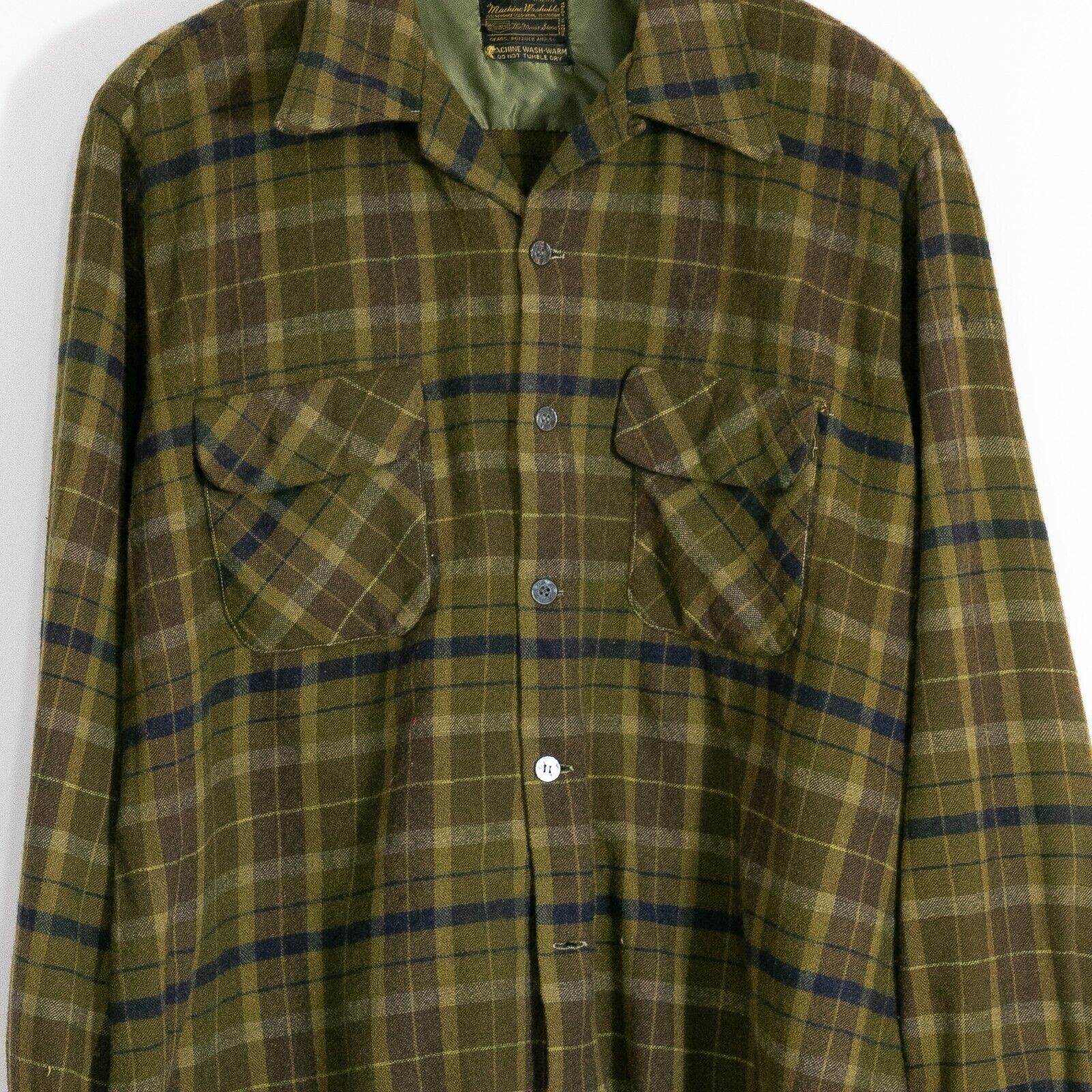 Sears × Vintage Vintage Sears Wool Button Up Shirt XL Long Sleeve Distressed Size US XL / EU 56 / 4 - 2 Thumbnail