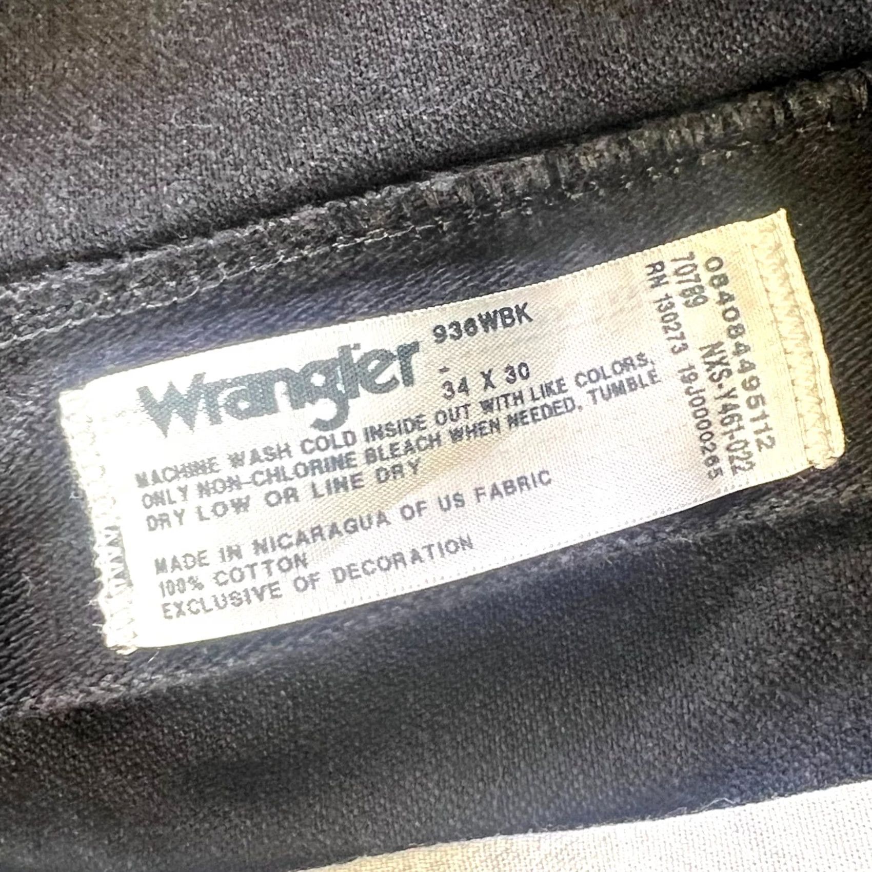 Wrangler Wrangler Cowboy Bootcut Jeans Mens 34x30 Black Denim 100% Cotton Slim Fit Jeans Size US 34 / EU 50 - 6 Thumbnail
