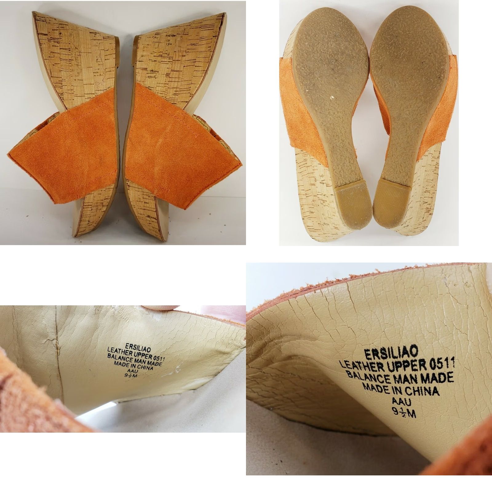 Nine West Nine West Ersiliao Women's Sandals Suede Wedge Mules Orange 9.5M Size US 10 / IT 40 - 8 Thumbnail