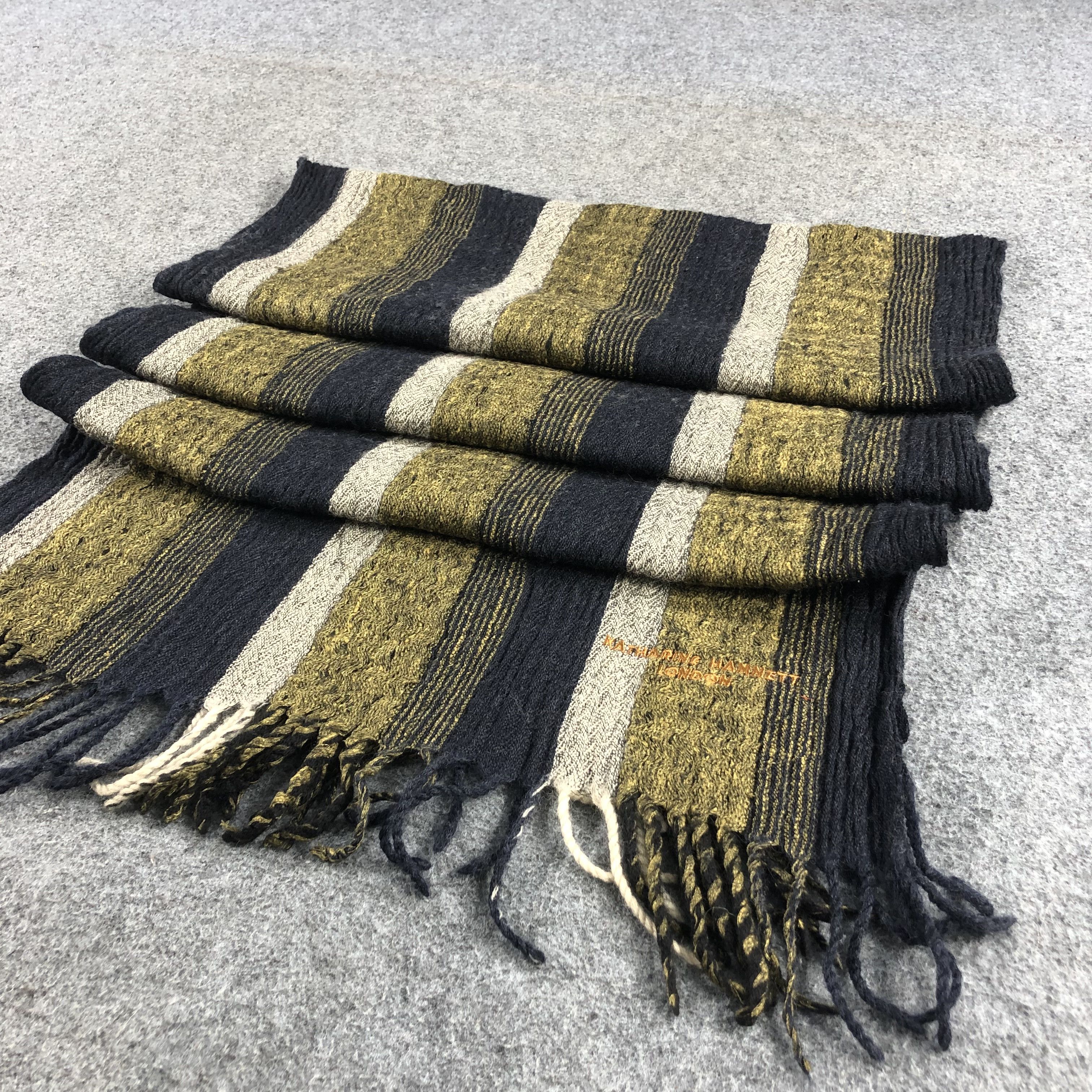 Katharine Hamnett London Katahrine Hamnett London Striped Wool Scarf Muffler V673 Size ONE SIZE - 3 Thumbnail