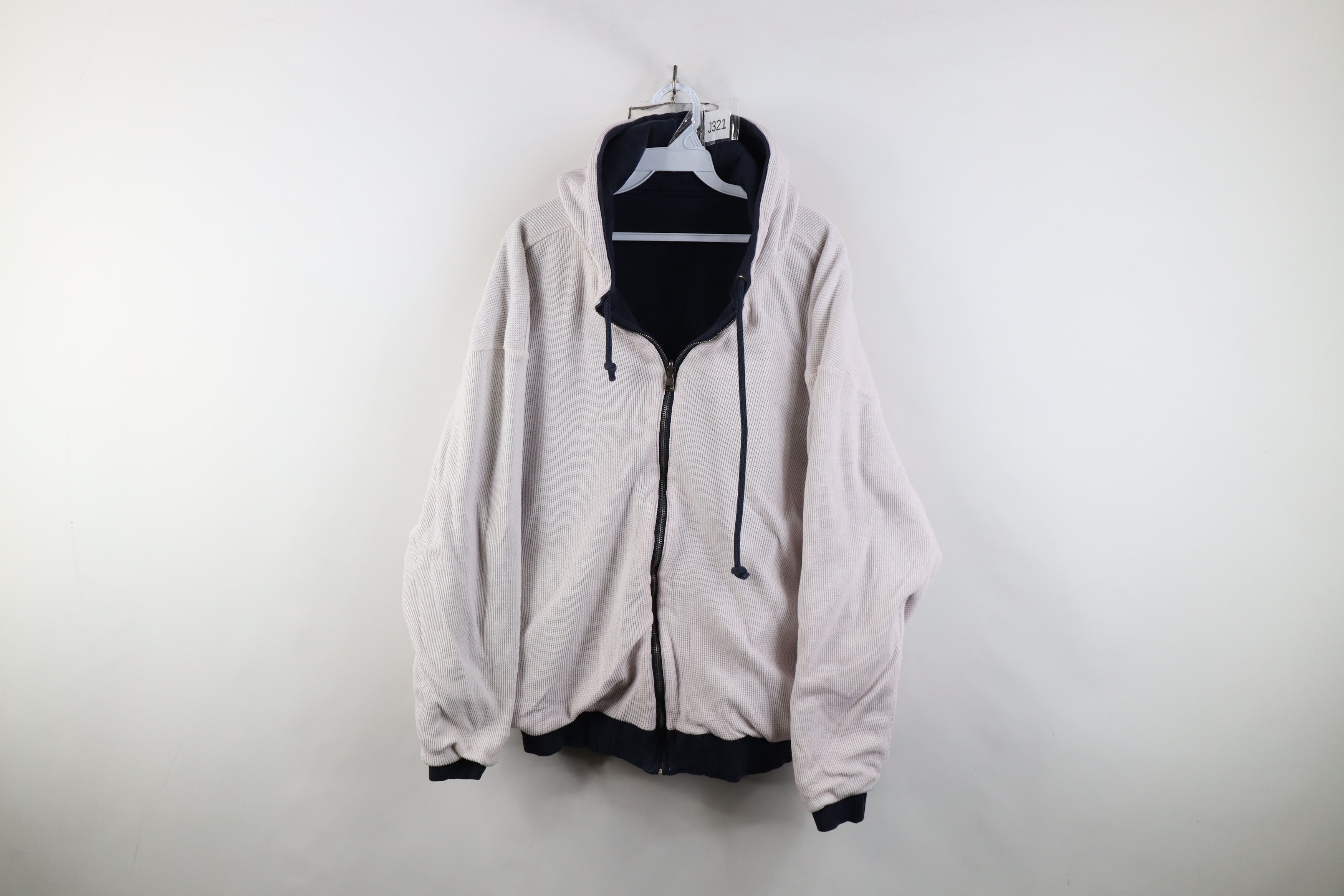 Vintage Vintage 90s Y2K Streetwear Reversible Knit Blank Hoodie Size US XL / EU 56 / 4 - 11 Thumbnail
