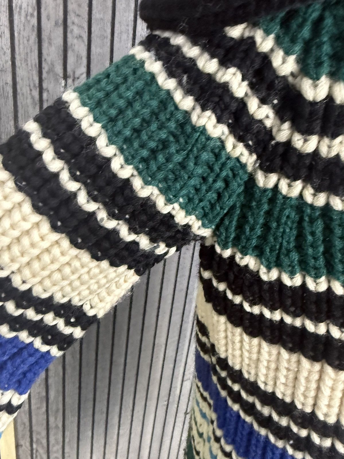 Balenciaga VINTAGE BALENCIAGA STRIPED HEAVY KNIT HOODED SWEATER 2007 Size XS / US 0-2 / IT 36-38 - 13 Thumbnail