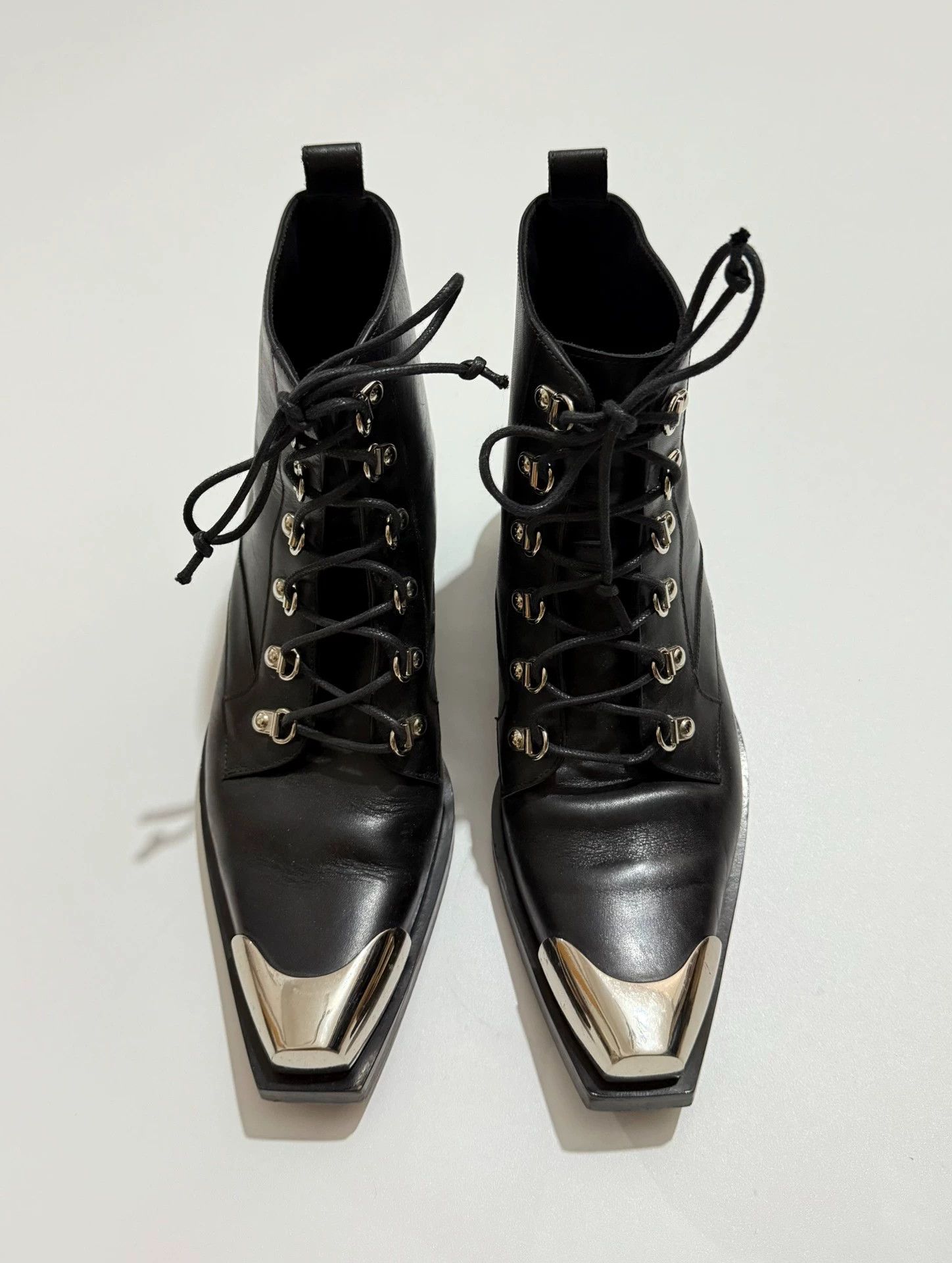 Balmain Balmain Black Leather Steel Toe Biker Boots Size 41 Size US 9 / EU 42 - 4 Thumbnail
