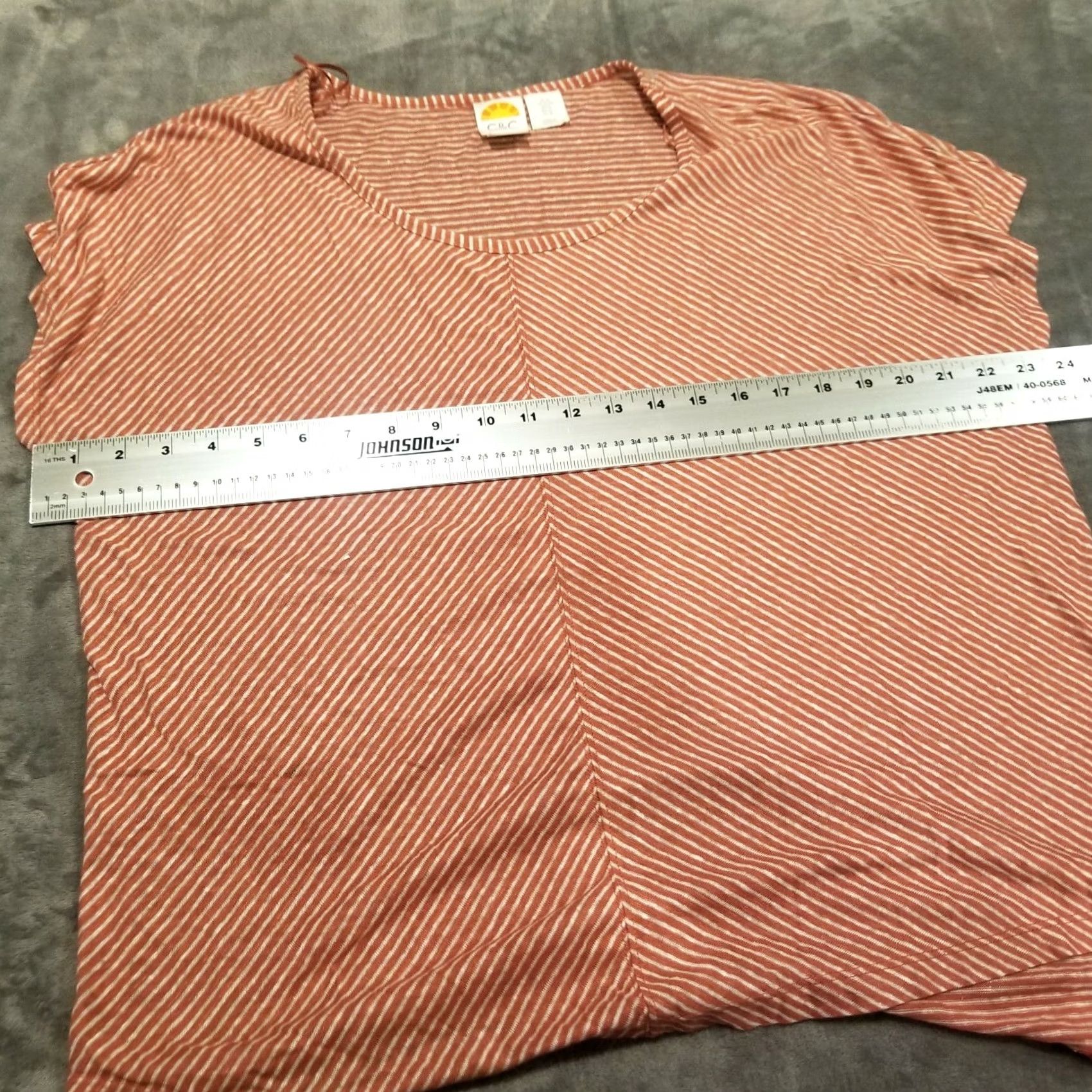 Vintage C & C California Womens Casual Lightweight Top Striped Brown White XL Short Sleeve Size XL / US 12-14 / IT 48-50 - 3 Thumbnail