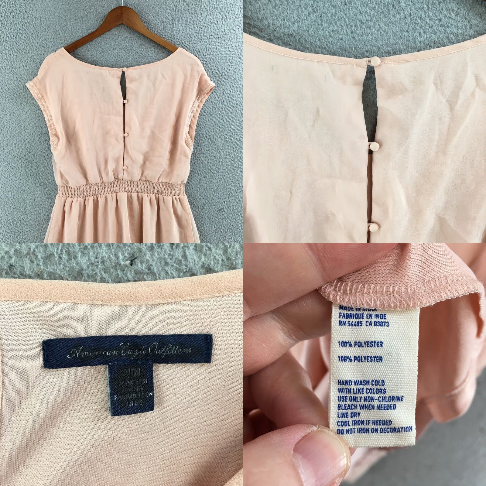 American Eagle Outfitters American Eagle Outfitters Mini Dress Womens M Peach Cap Sleeve Casual Stretch Dress Size M / US 6-8 / IT 42-44 - 8 Thumbnail