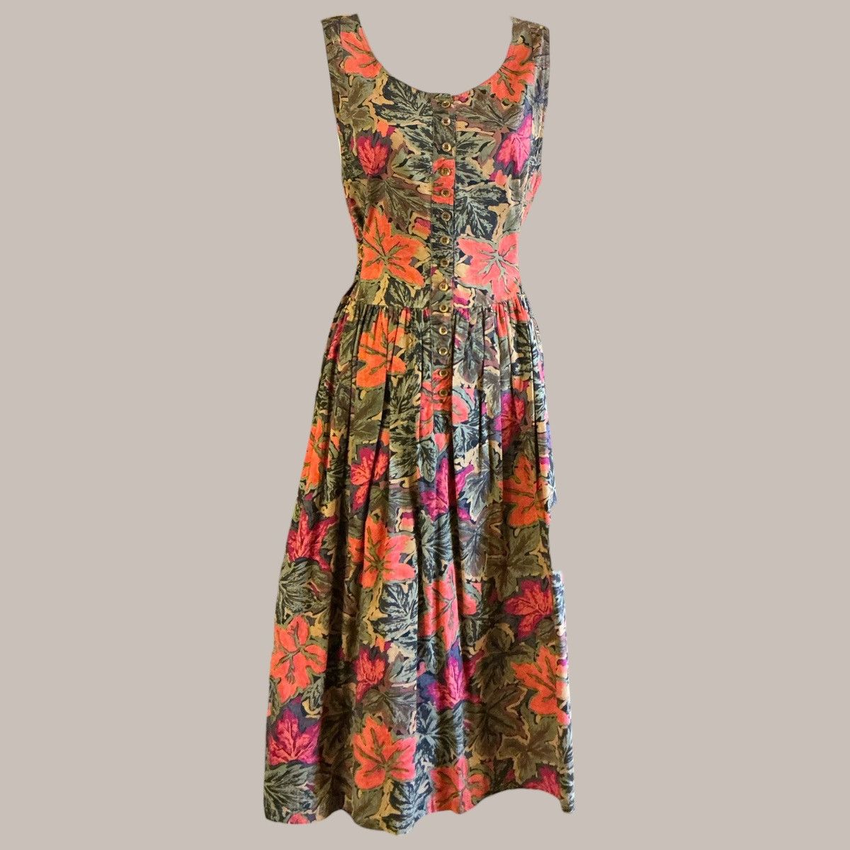 Other Vintage ’90s Erika & Co. Leaves Midi Dress Size S / US 4 / IT 40 - 1 Thumbnail