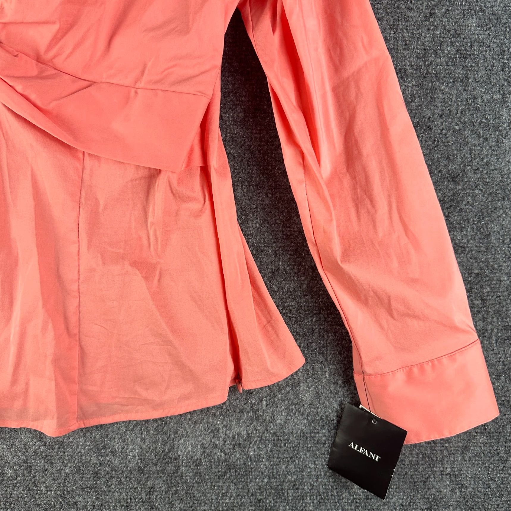 Alfani Alfani Blouse Womens 16 Long Sleeve V Neck Pullover Twist Front NEW Orange Knit Cotton Blend Shirt Adult 16 Womens Size XXL / US 16-18 / IT 52-54 - 2 Thumbnail