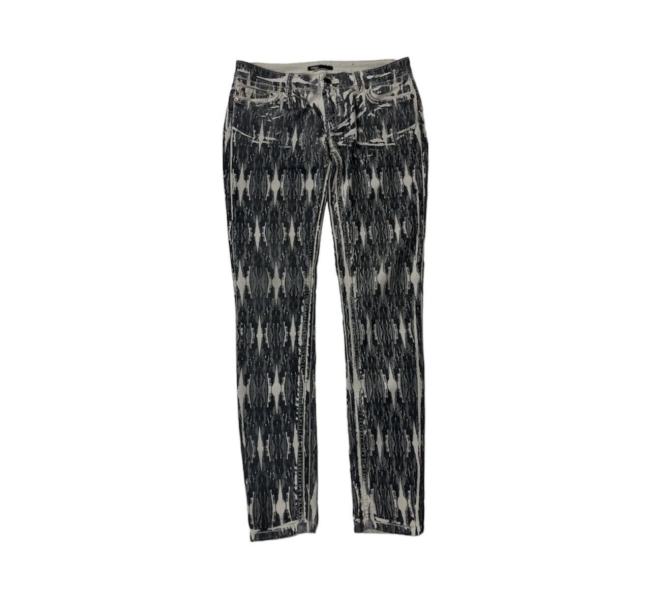 image of Maje Y2K Native Navajo Aztec Pattern Pants Jeans Trousers in Grey, Women's (Size 27)