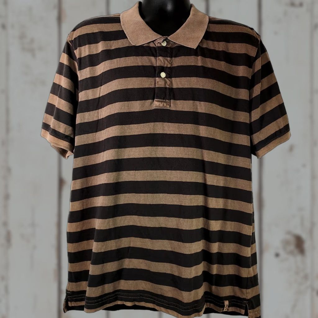 Levi's Levi's Polo Shirt Mens XL Brown Striped Short Sleeve Logo Collared Golf Shirt Size US XL / EU 56 / 4 - 1 Thumbnail
