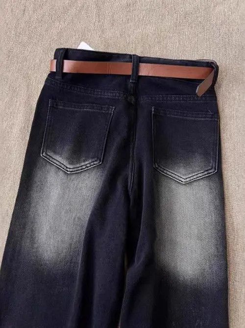 Jean Vintage Washed Black Grey Street Y2K Micro Flare Jeans Size US 30 / EU 46 - 4 Thumbnail