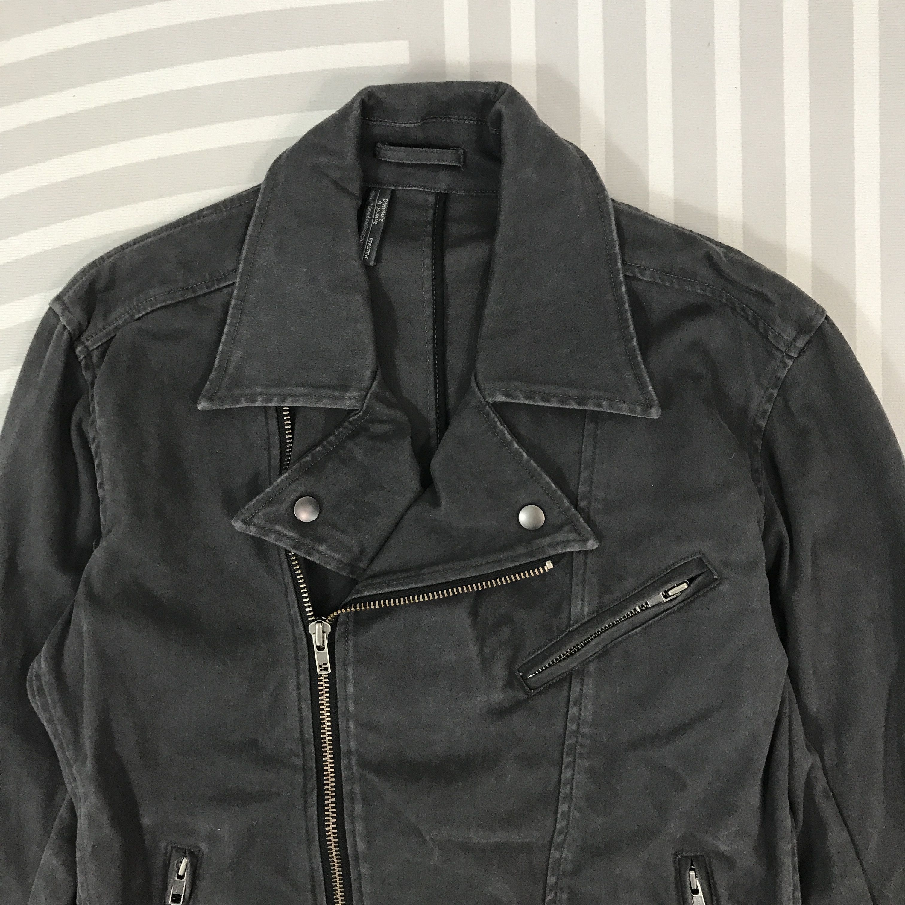 Japanese Brand × Vintage D'Homme Black Faded style Double collar Bono Jacket Size US M / EU 48-50 / 2 - 2 Thumbnail