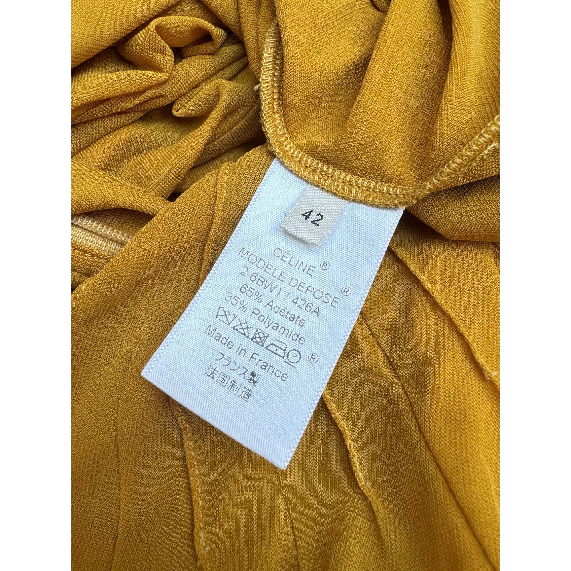Celine Phoebe Philo Yellow High-Neck Pleated Maxi Dress Size M / US 6-8 / IT 42-44 - 6 Thumbnail
