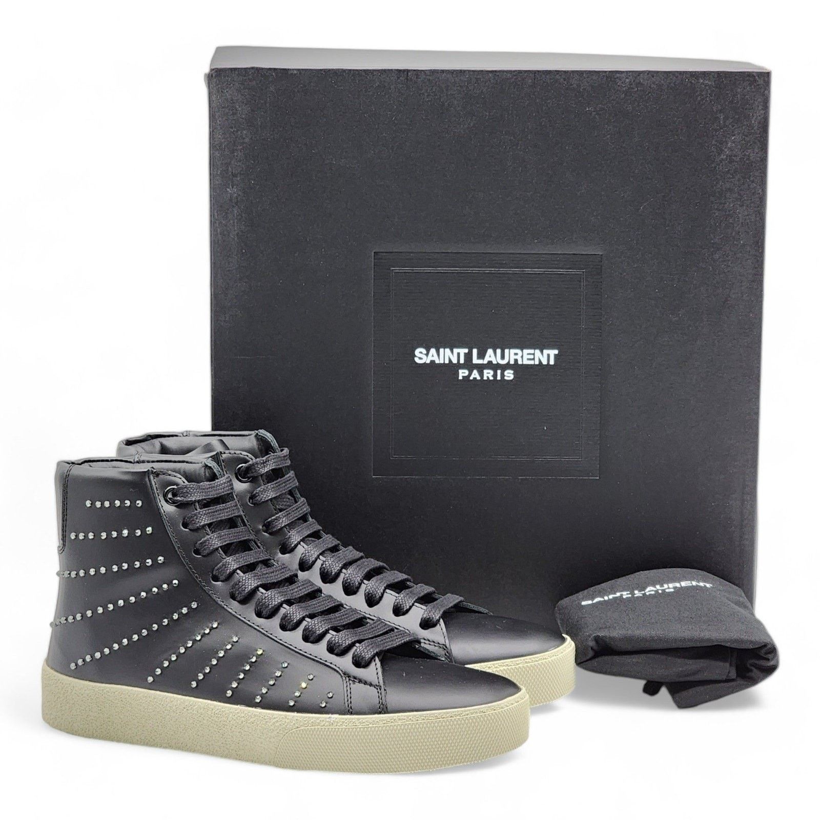 Saint Laurent Paris Court Hi Top Women's Sneakers Black EU 36.5 US 6.5 - NWB Size US 6.5 / IT 36.5 - 2 Thumbnail