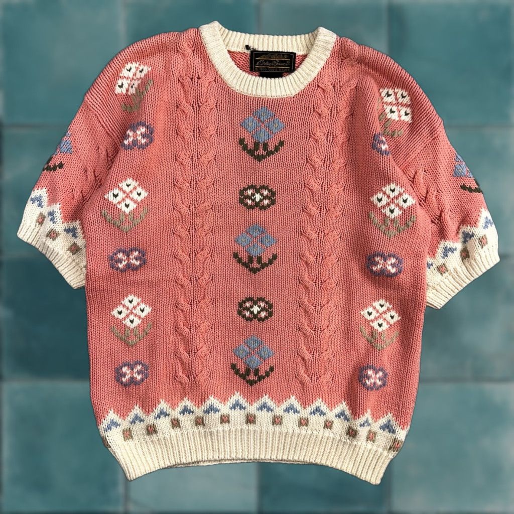 Eddie Bauer Eddie Bauer VTG Pink Floral Country Sweater Cottage Core Thick 1990 Medium Size M / US 6-8 / IT 42-44 - 1 Thumbnail