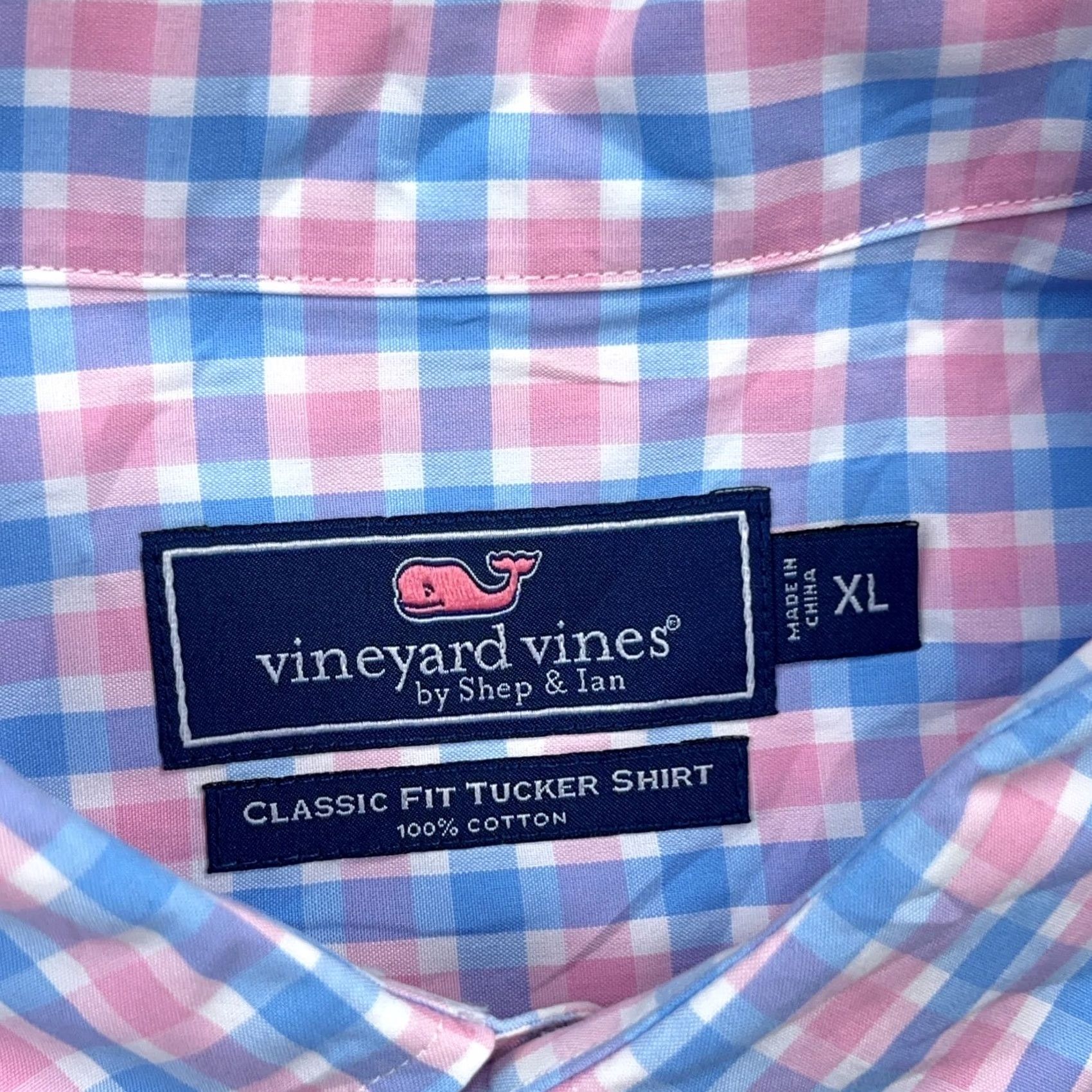Vineyard Vines Vineyard Vines Shirt Men Medium Blue Pink Plaid Classic Fit Tucker Button Up Size US M / EU 48-50 / 2 - 3 Thumbnail