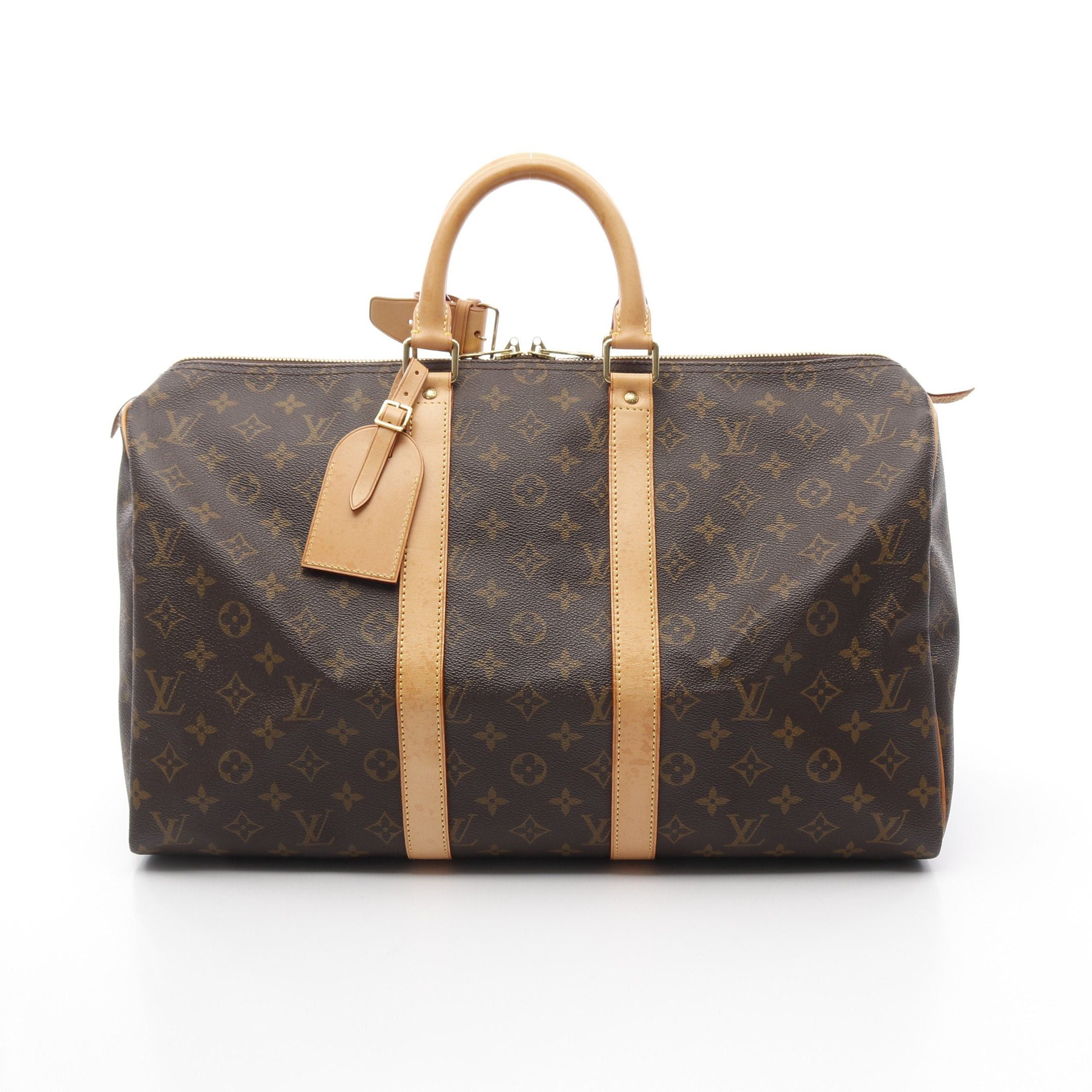Louis Vuitton Louis Vuitton Keepall 45 Monogram Boston Bag Leather Brown Size ONE SIZE - 1 Thumbnail