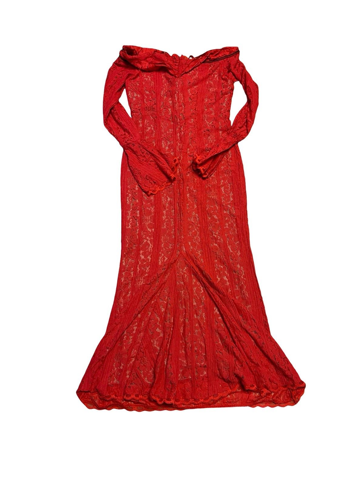 Other Womens Off Shoulder Maxi Dress L Red Lace Size L / US 10 / IT 46 - 2 Thumbnail