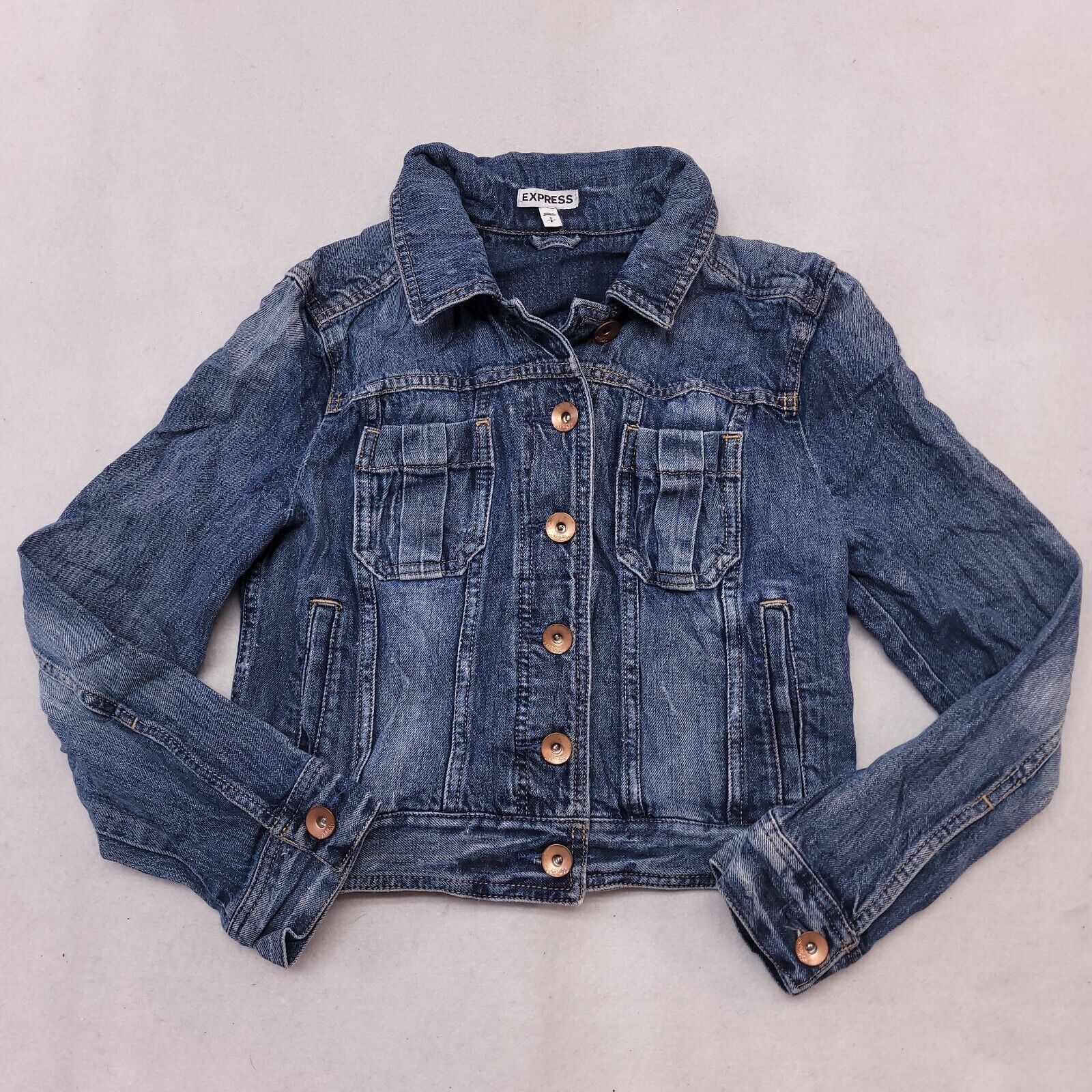 Express Express Casual Long Sleeve Jean Jacket Womens Size S Blue Size S / US 4 / IT 40 - 2 Thumbnail