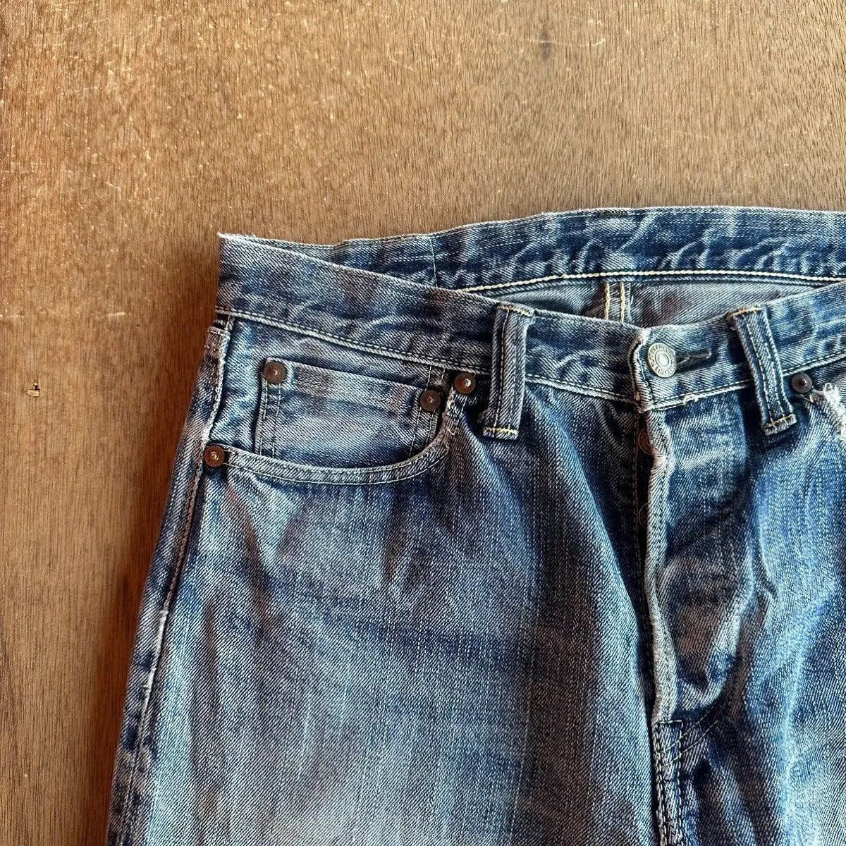The Flat Head THE FLAT HEAD 18oz DENIM SELVEDGE/REDLINE DISTRESSED PANTS Size US 30 / EU 46 - 5 Thumbnail