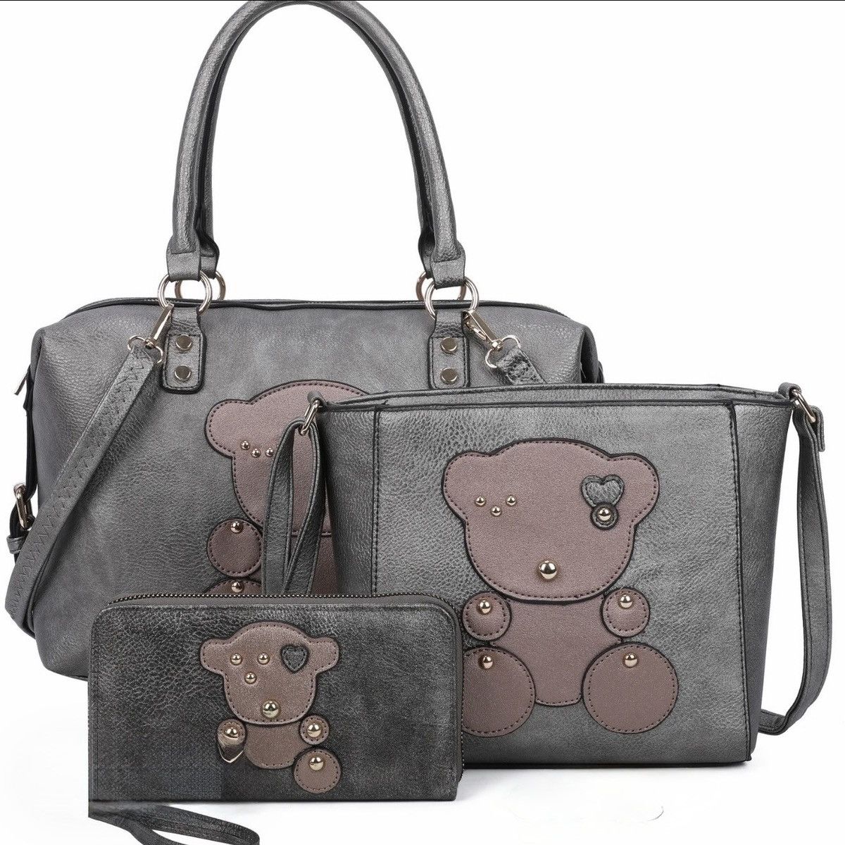 Other Vegan Leather Teddy Bear Bag Set (Tote, Crossbody & Wallet) Size ONE SIZE - 1 Preview