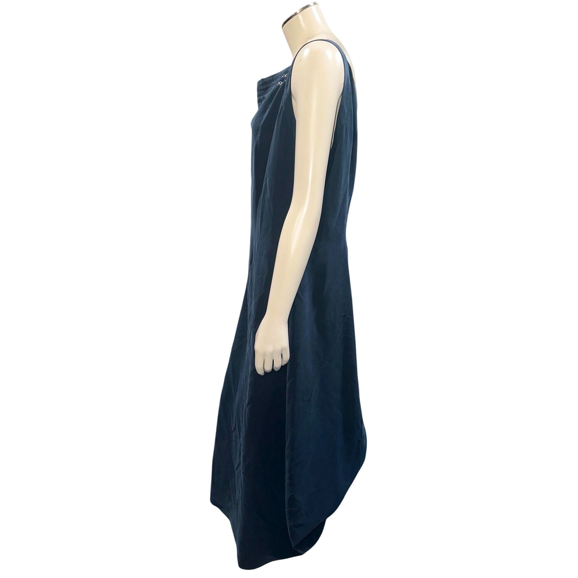 Other Mondi 44 Navy Blue Silk Sleeveless Maxi Dress Vintage 90s Fo Size M / US 6-8 / IT 42-44 - 5 Thumbnail