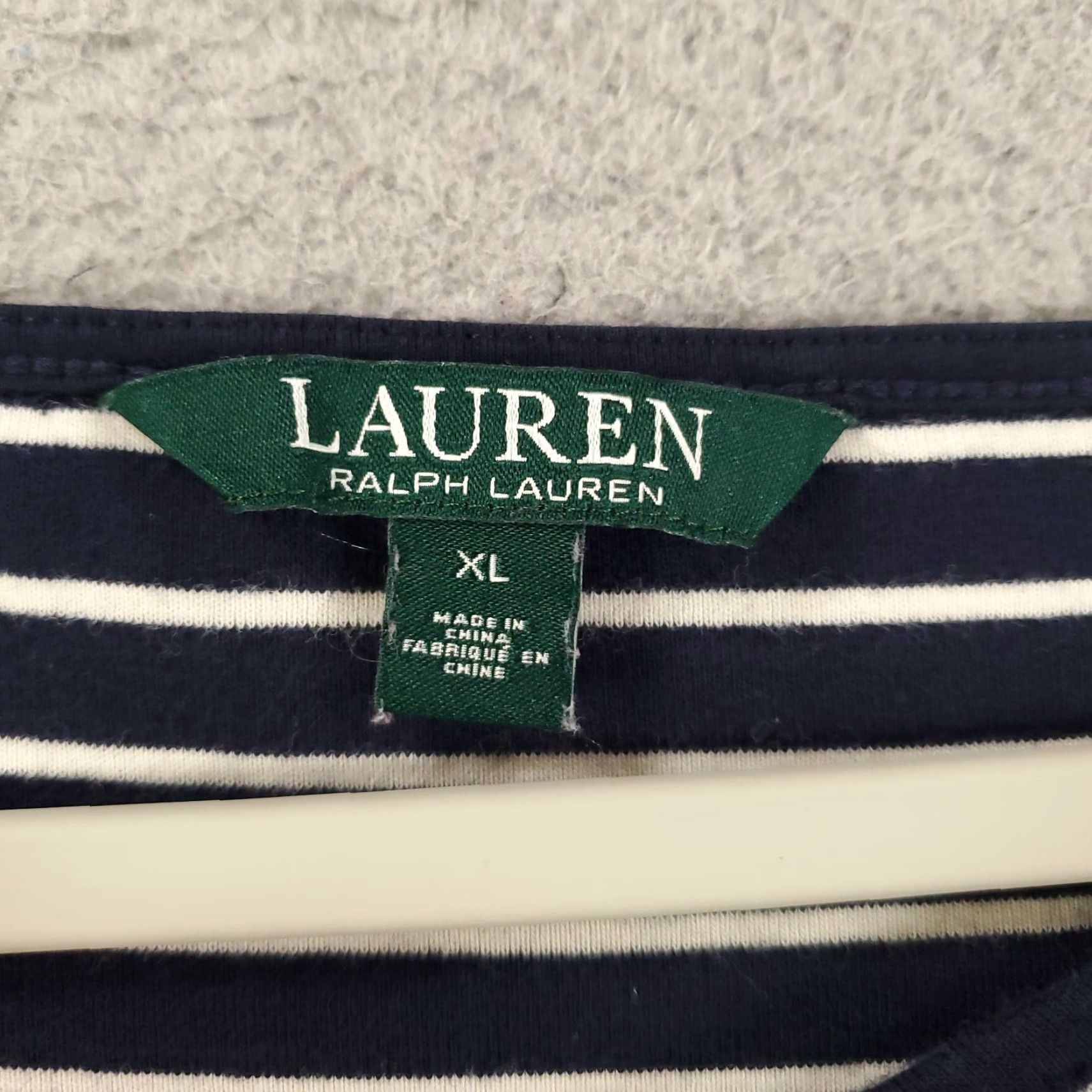 Ralph Lauren Lauren Ralph Lauren Top Womens XL Blue White Stripe Knit Blouse V-Neck Casual Shirt Shirts Multicolor Classic Preppy Pattern Knit Cotton Blend Spandex Size XL / US 12-14 / IT 48-50 - 5 Thumbnail