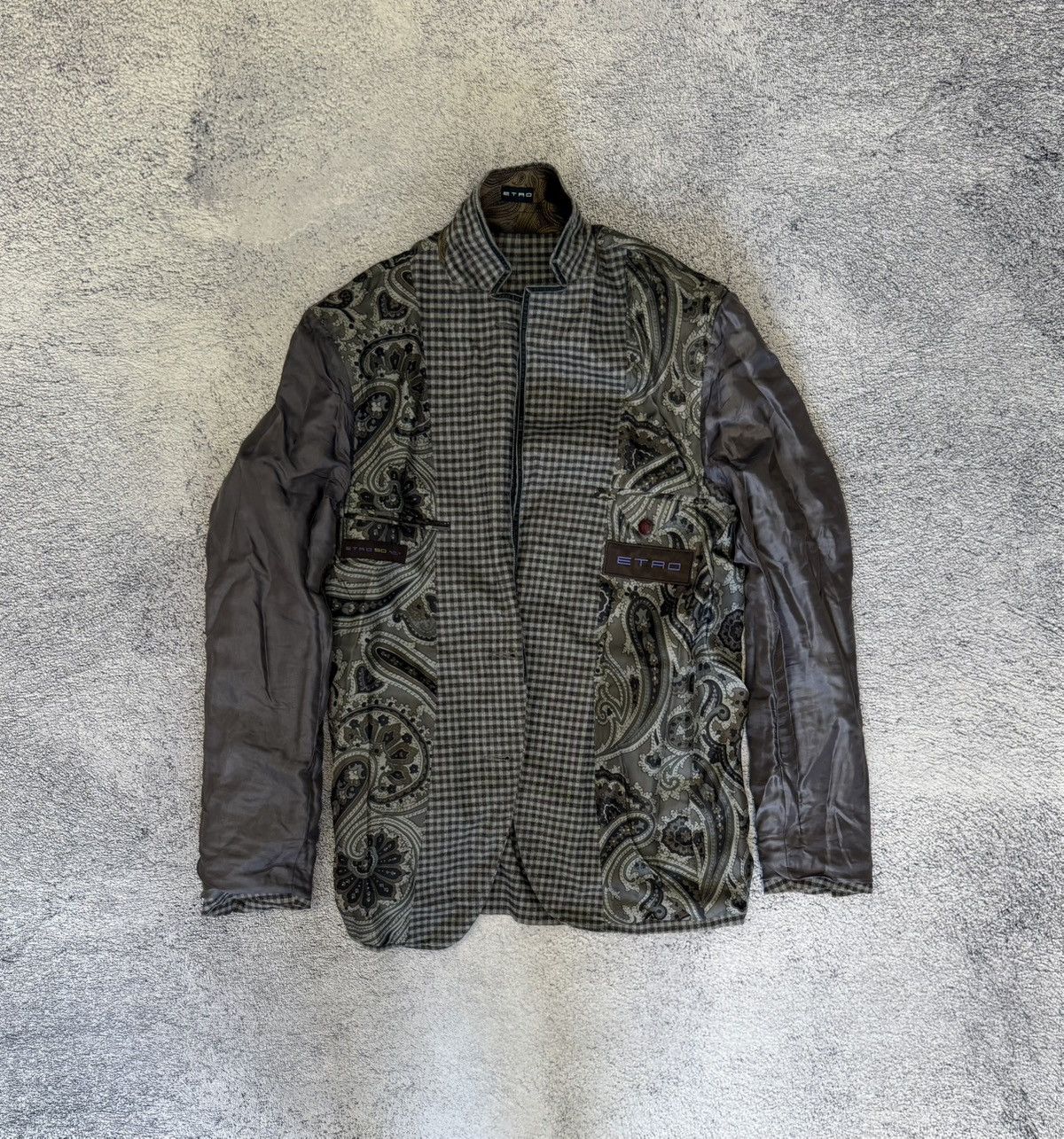 Etro ETRO Blazer 50IT40US Check Jacket Cotton Silk Paisley Lining Size 40R - 14 Thumbnail